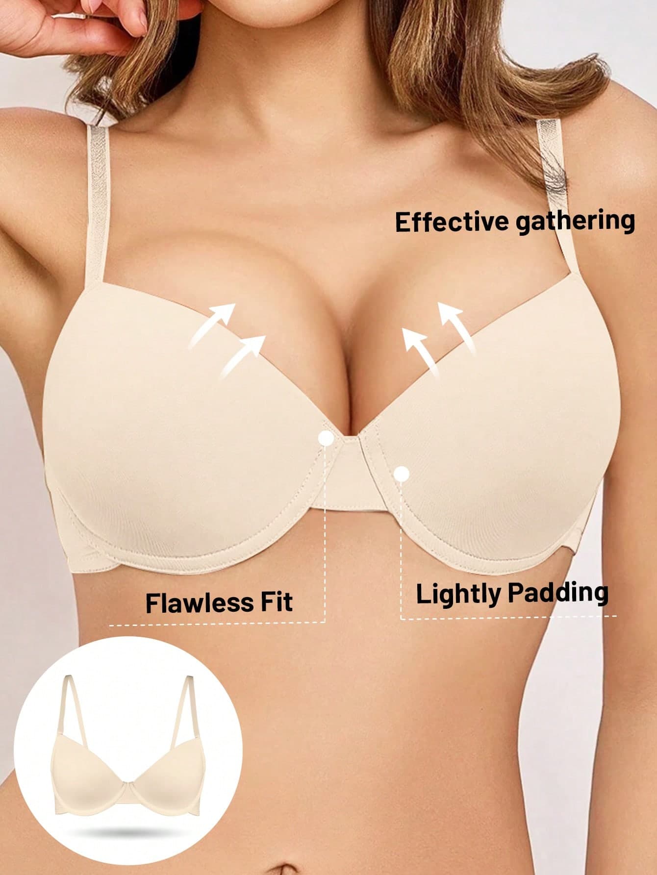 Women's Solid Color Minimalist Wireless Padded Bra