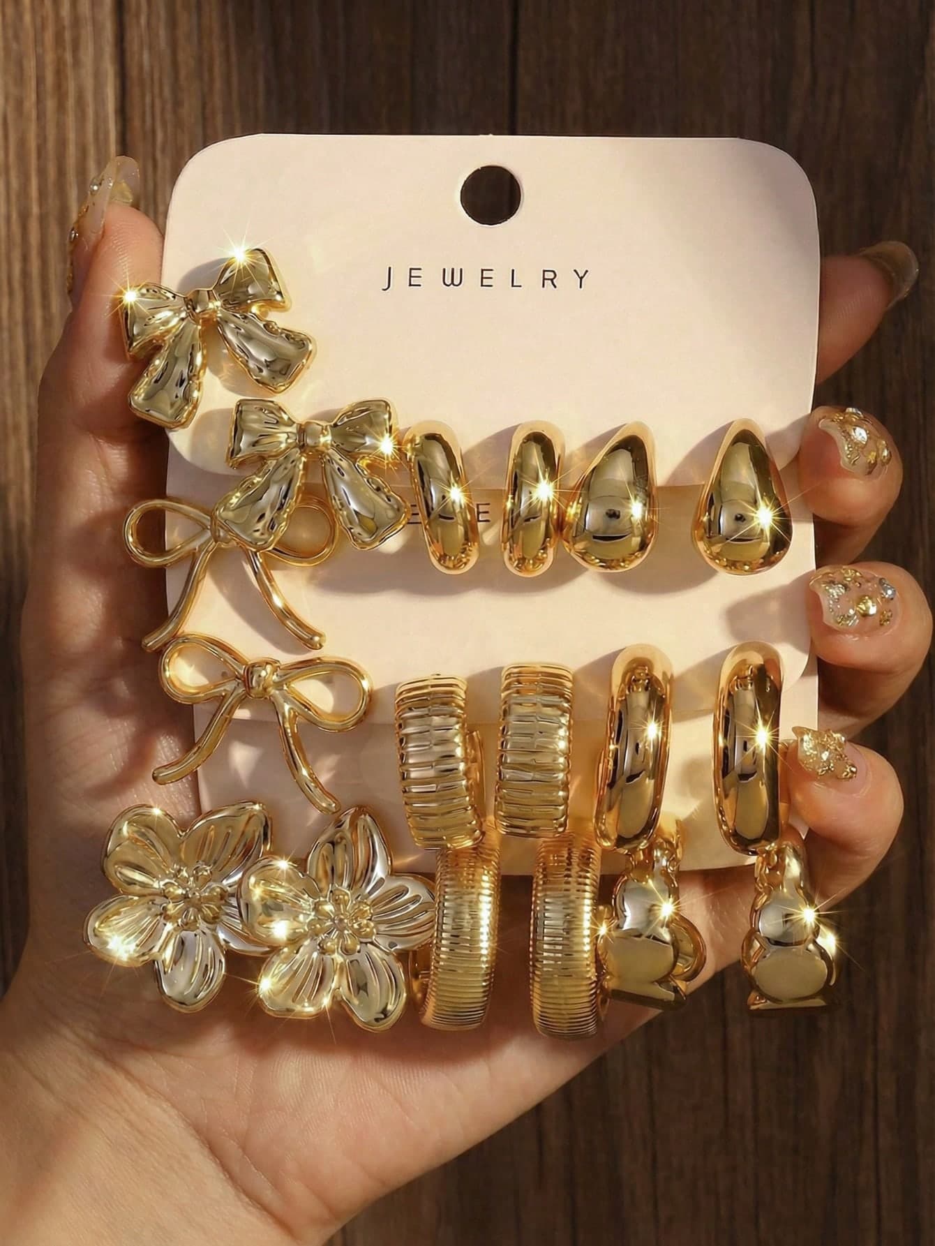 6/18pcs Minimalist Elegant Water Drop Flower Bow Earrings Set, Fashionable And Suitable For Daily Wear, Parties And Events, Best Gift For Women (CCB Resin Non-Metal Material, Please Purchase Carefully)