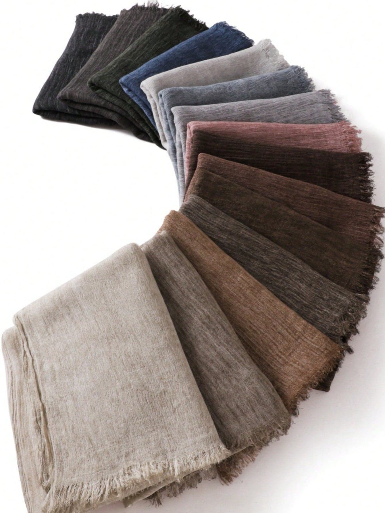 1pc Women's Solid Color Pleated Tassel Muslim Headscarf Shawl, Soft Breathable Fashion Versatile Scarf