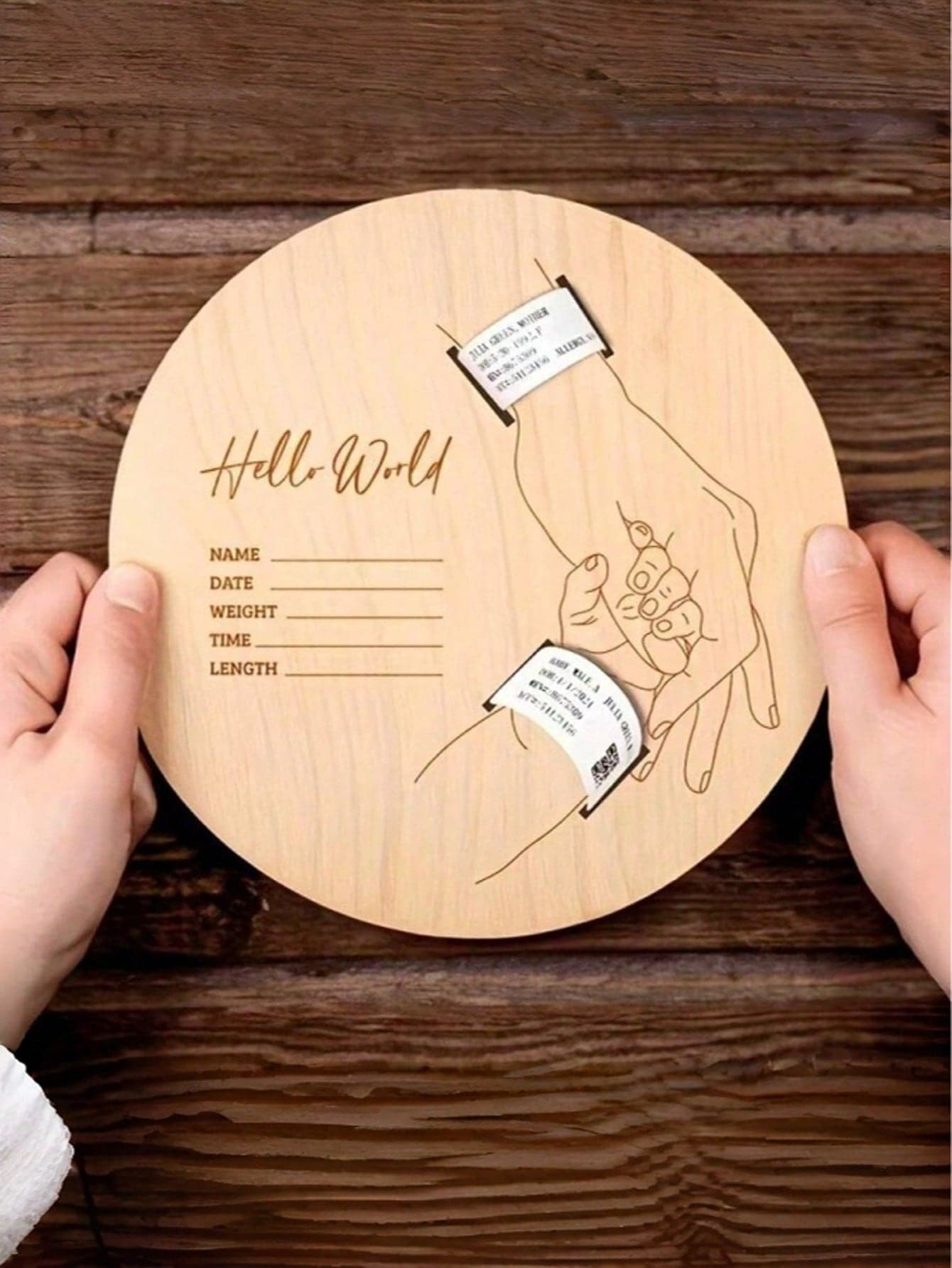 Newborn Hospital Wristband, Customizable, Can Be Used As Souvenir, Personalized Baby Gift, Pregnancy Announcement, Birth Announcement, Laser Cut Wooden Fiber Pregnancy Wristband, Mother's Day And Father's Day Gift