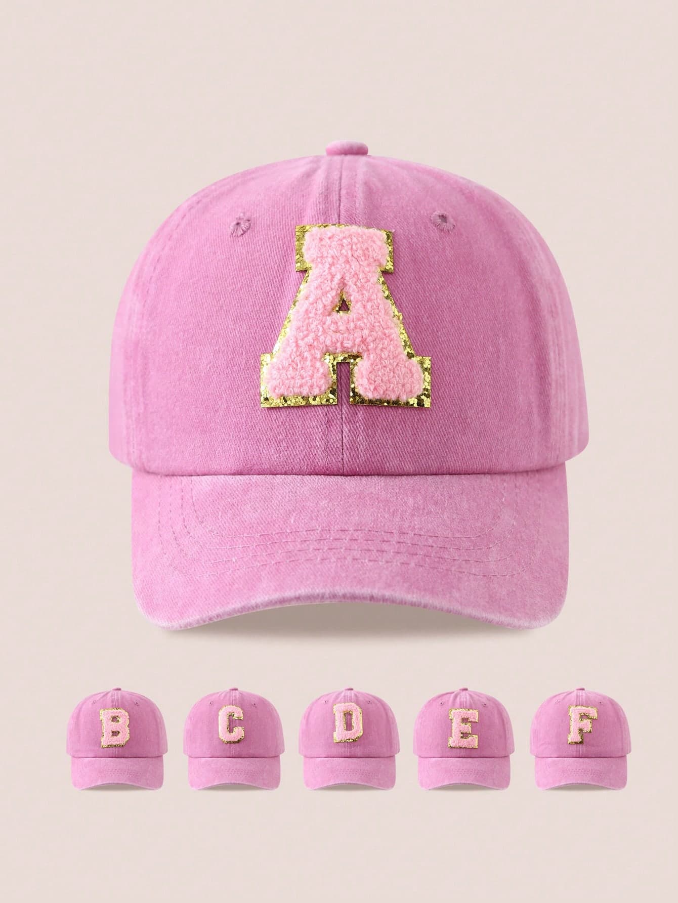 1pc Kids Pink Letter Baseball Cap, Sun Hat For Boys And Girls, Suitable For Outdoor And Daily Use