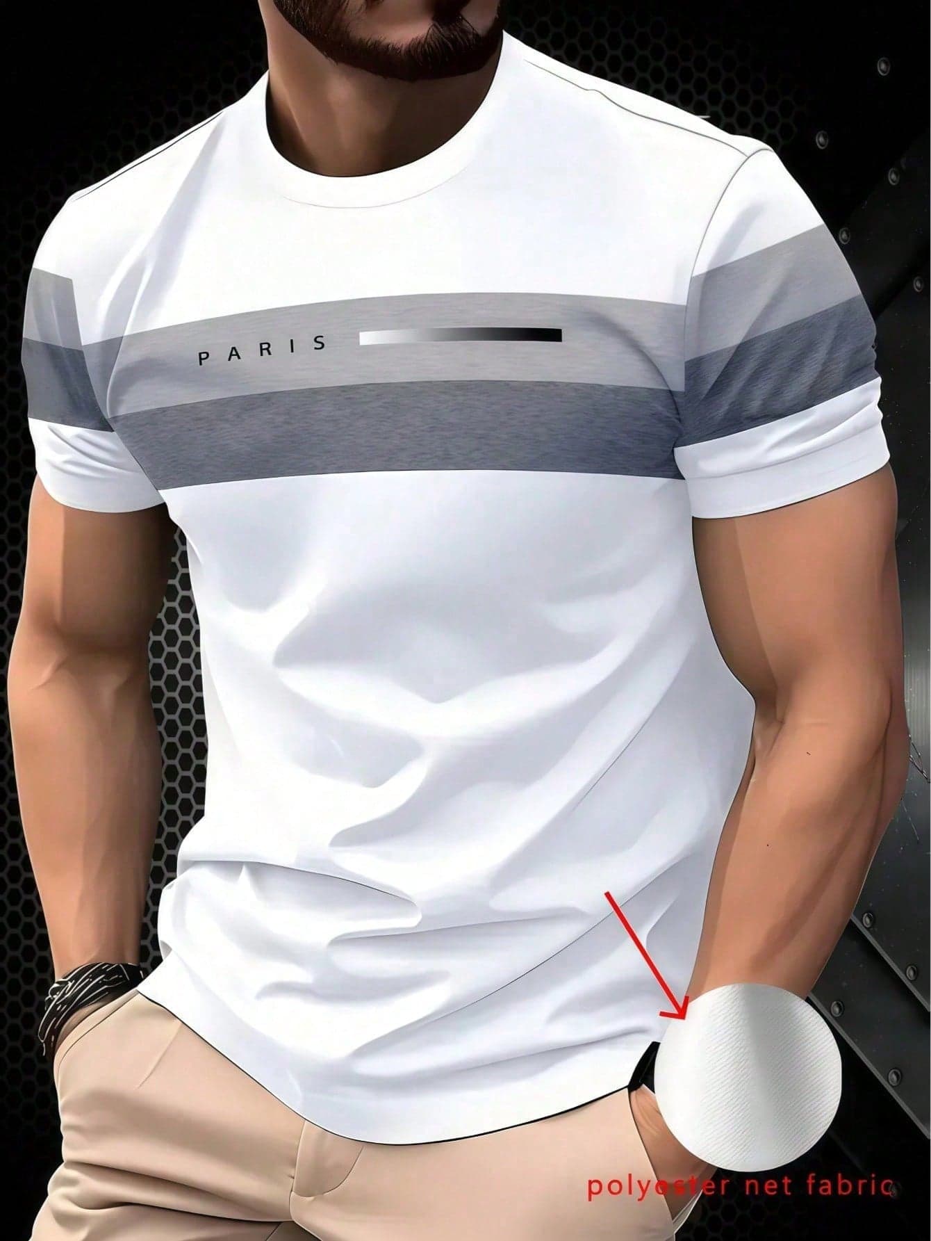 KOVSEE Men's Paris Graphic Ombre Short Sleeve T-Shirt, Outdoor Sports Casual Daily Running Basketball Football Breathable Quick-Dry Fitness Tee, 1 Piece, Gift For Boyfriend White Summer