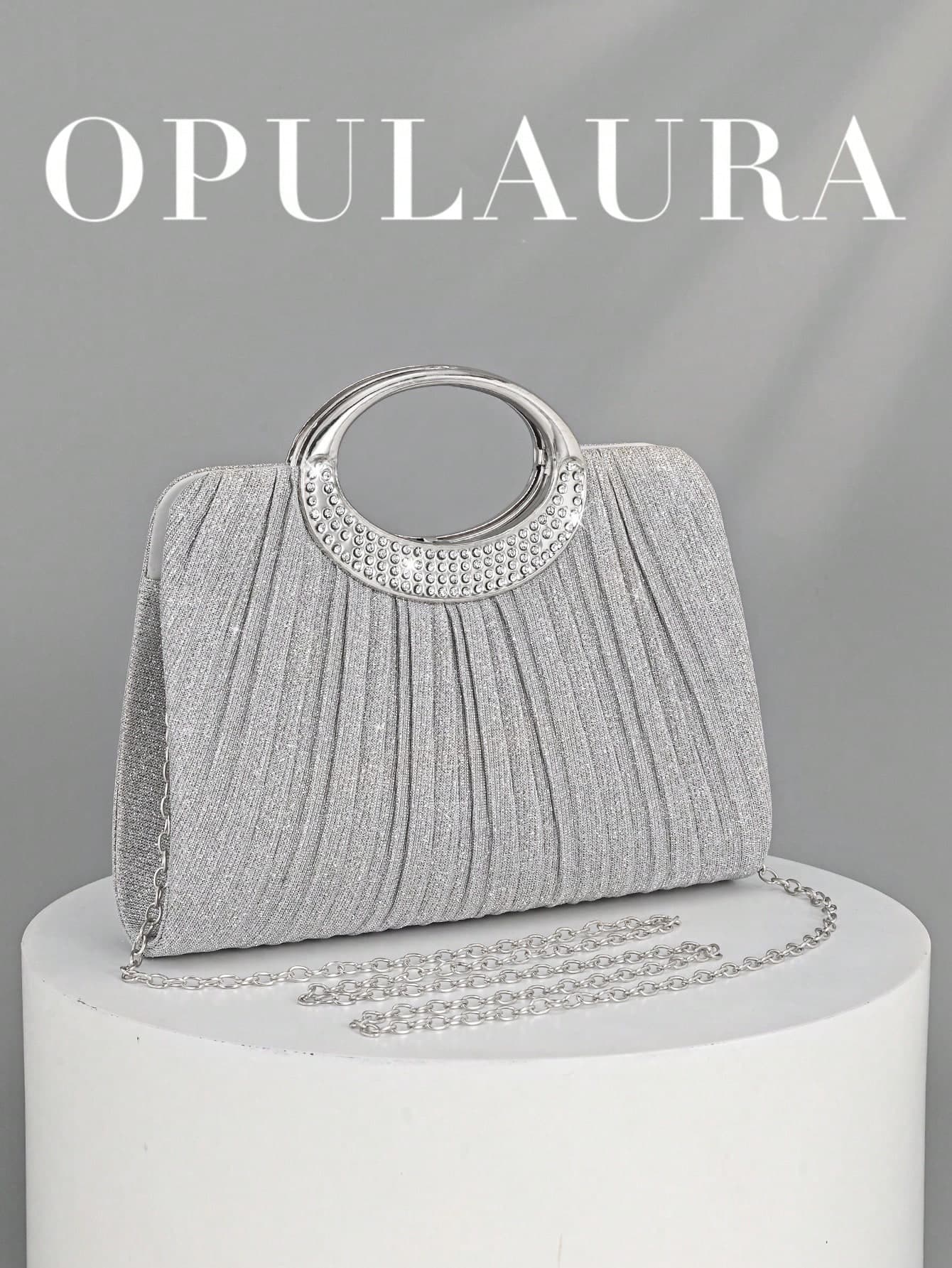 OpulAura Women's Fashion Sparkling Crystal Rhinestone Evening Clutch Bag, Glittering Luxury Rhinestone Studded Formal Dress Purse,Bride, Wedding Items