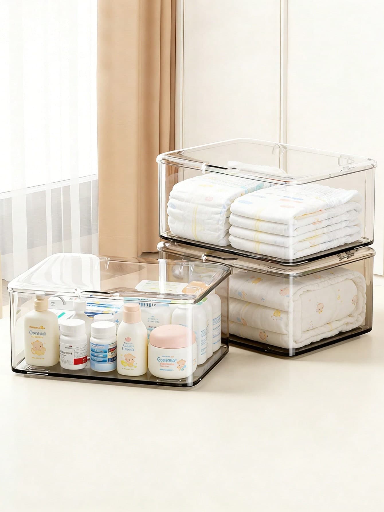 Transparent Baby Product Storage Box, Portable Design, Can Be Used As A Bottle,Car Travel Desktop Storage,Hold Wet Wipe Boxes, Essential For Newborns