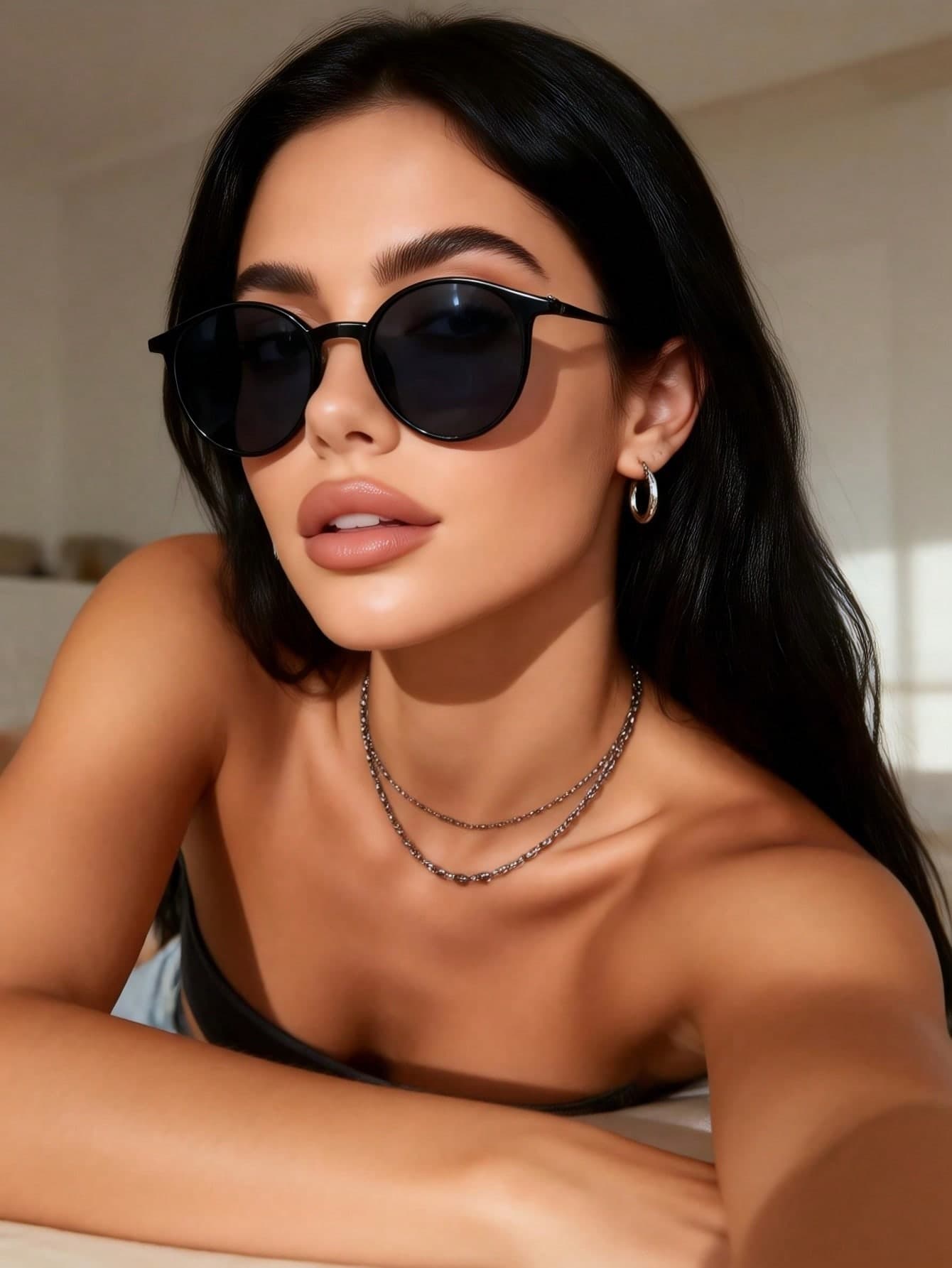 1 Pair Women's Retro Classic Round Plastic Fashion Glasses, Suitable For Hiking, Vacation, Beach And Other Occasions, Ideal Match For Women's Fashion , Basic, Casual, Sweater, Jeans, Sweatpants, Hoodies, Jackets, Dresses And Long Sleeve Shirts, Fashionable And Versatile, Elegant, Suitable For Family Outings, Travel, Vacation, Summer Beach Vacation And Other Outdoor Activities