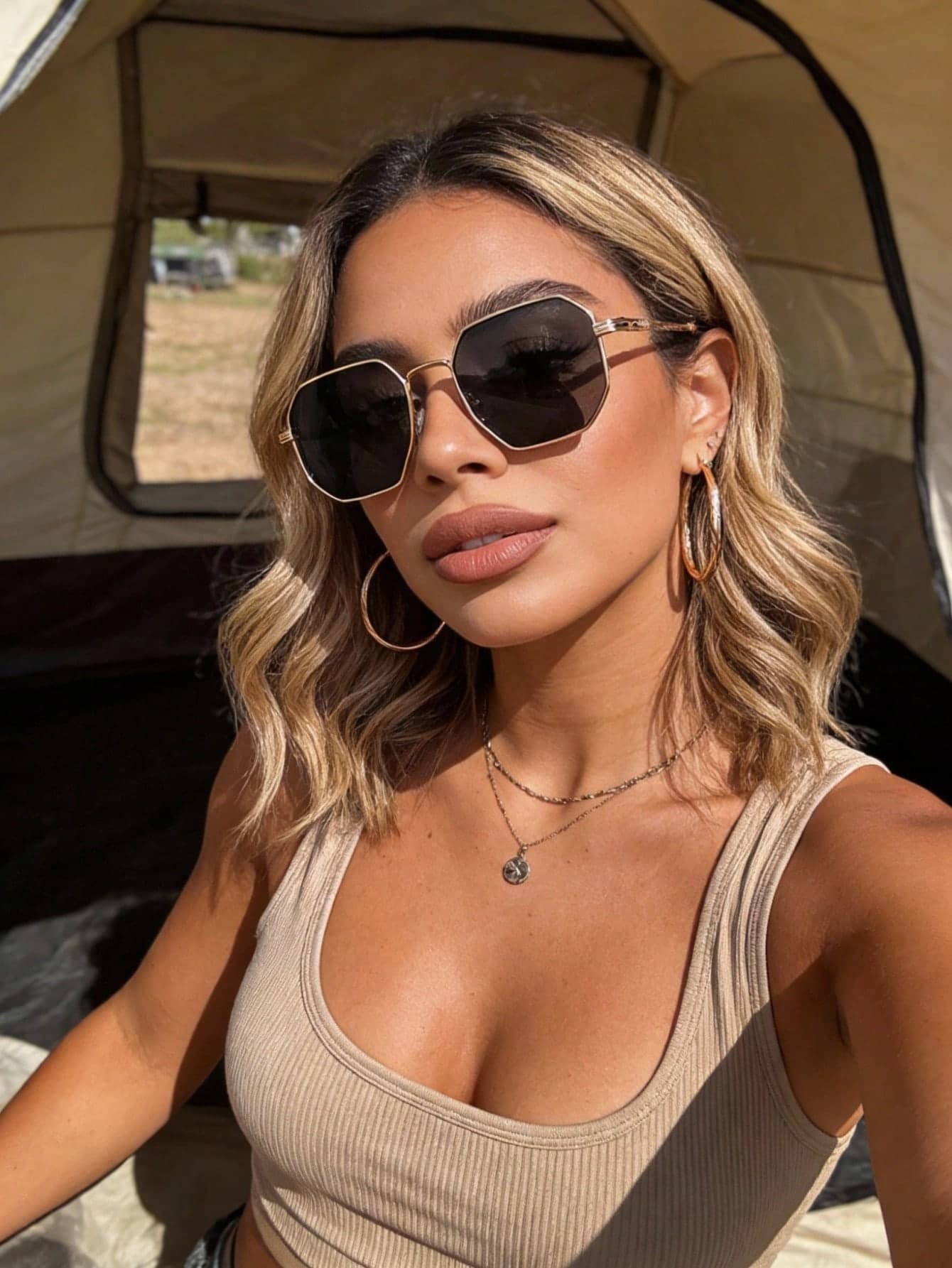 1 Pair Geometric Metal Glasses, Suitable For All Face Shapes, Women's Fashion Eyewear, Holiday Gift, Daily Shopping, Vacation Outfit Accessory, Summer Beach, Outdoor Activities, Travel
