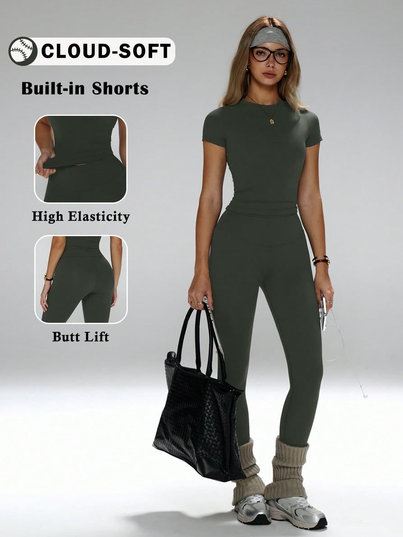 FWH All-Match All-Season Shaping Versatile Style Slimming & Flattering Shirt, Multi-Scenario Wear, Women's Slimming Athletic Yoga 2-Piece Set Sports