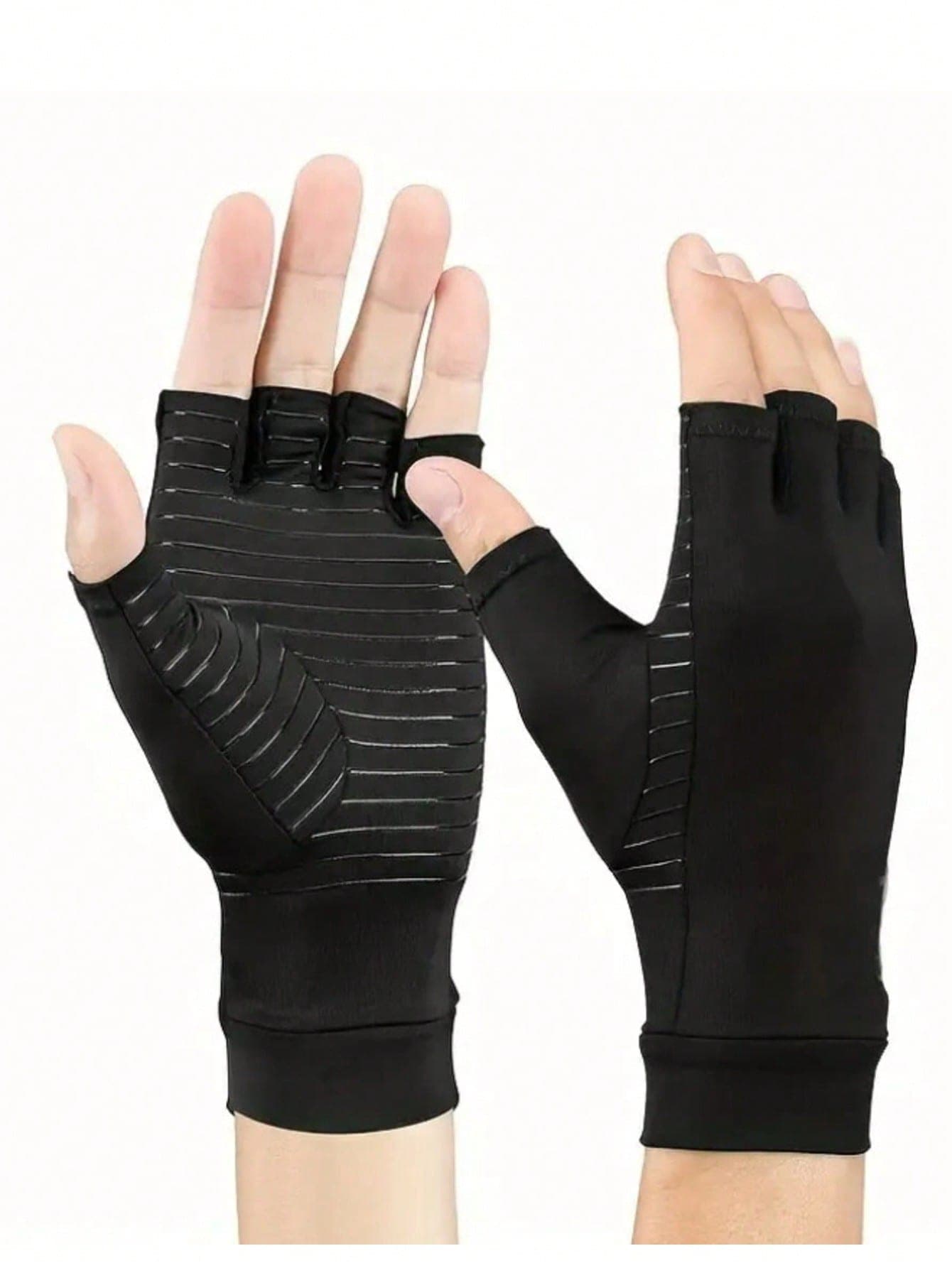 1 Pair Summer Thin Half-Finger Compression Gloves, Unisex, Relieve Hand Issues, Copper Ion Gloves, Comfortable To Wear, Suitable For Typing, Cycling, Driving, Fitness And Outdoor Activities - Made Of Breathable Material,