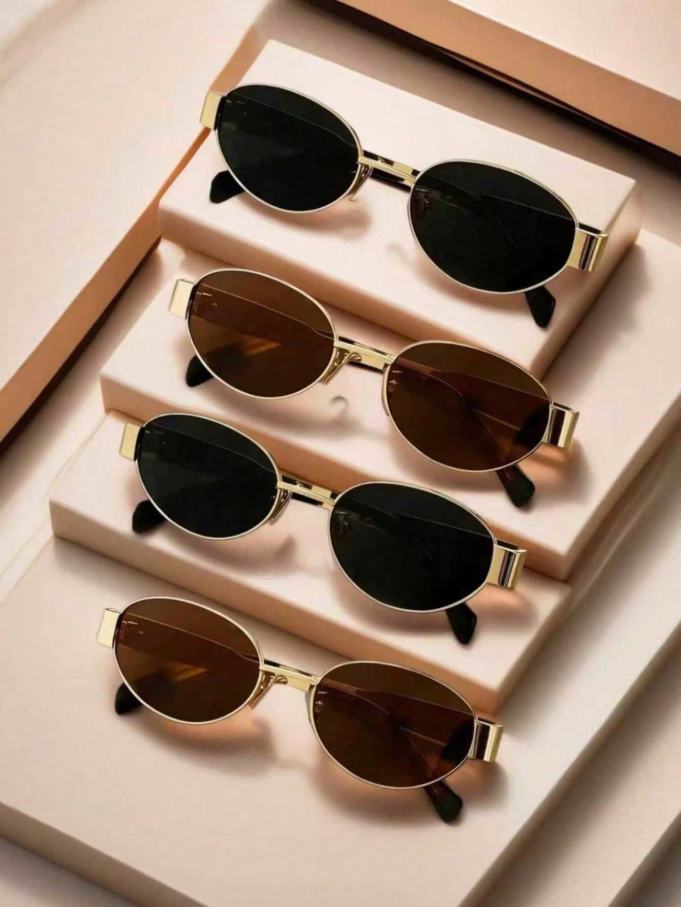 1/2 Pair Women Metal Frame Oval/Polygon Fashionable Eyeglasses, Suitable For Daily Wear And Outdoor Activities