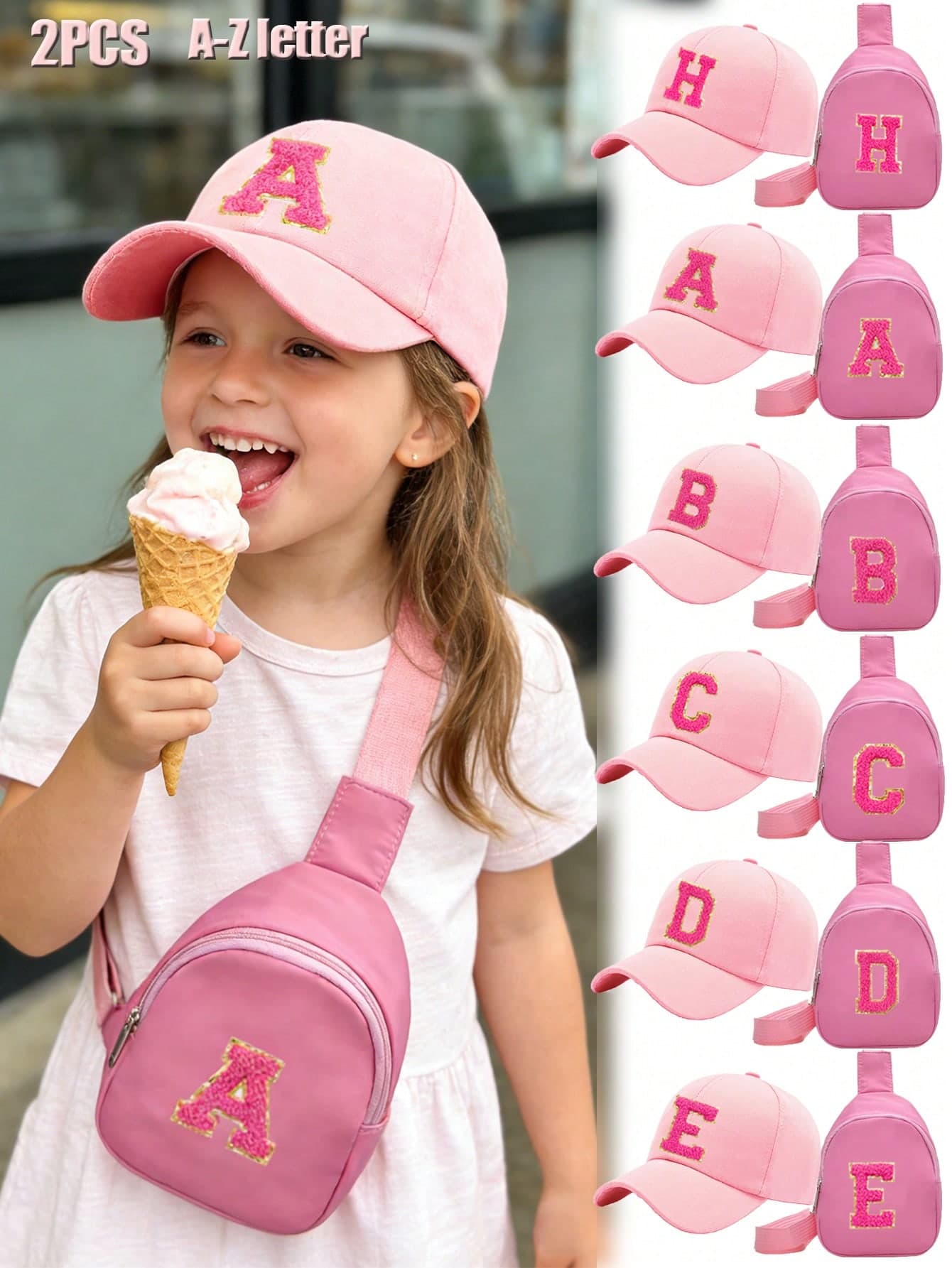 2pcs/Set Letter A-Z Baseball Cap & Matching Storage Bag, Outdoor Sun Protection Casual Hat, Suitable For Girls, Spring/Autumn, Suitable For Travel, Beach, Vacation