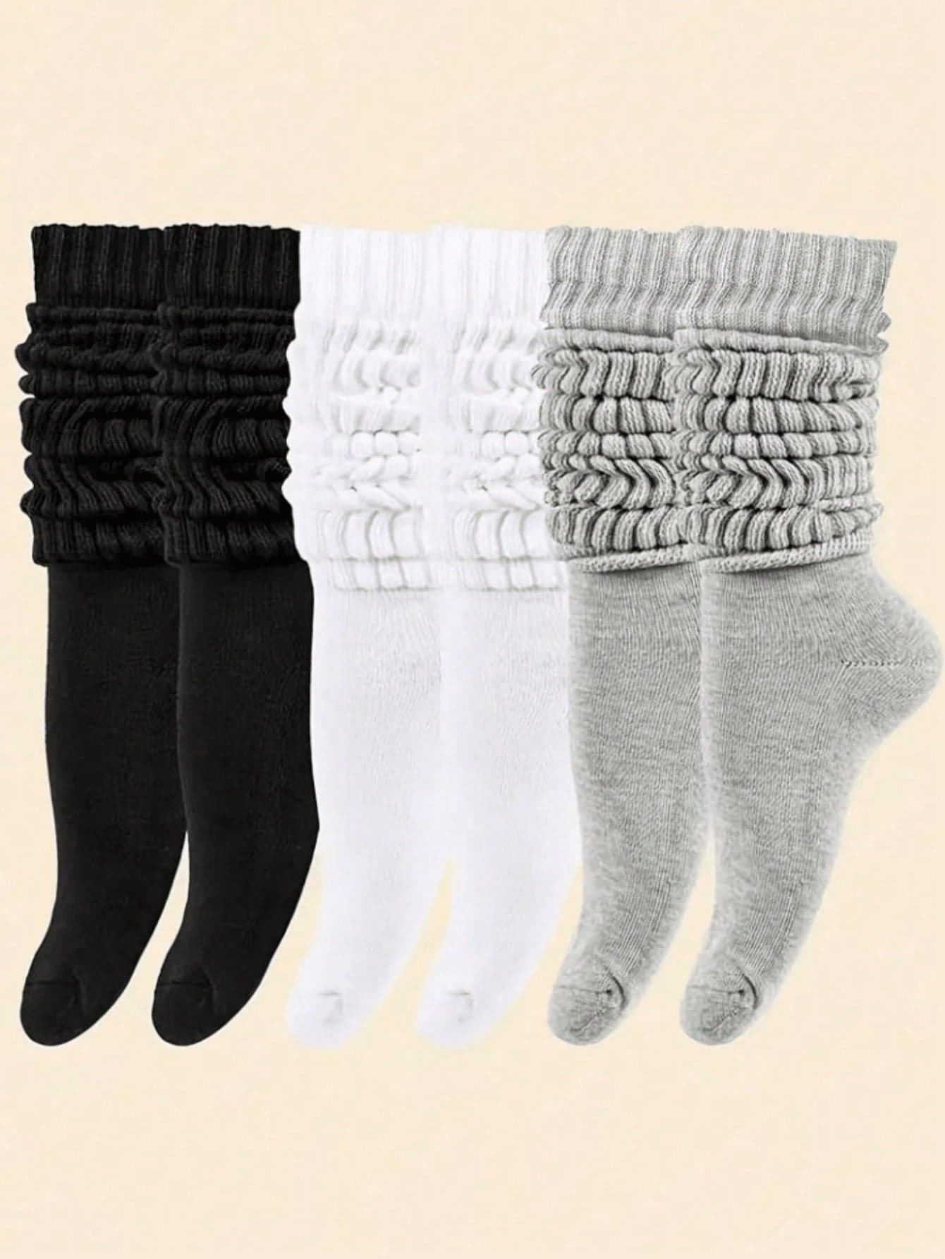 1/3/6 Pairs Women's Autumn/Winter Casual Knit Socks, Elastic Socks, Mid-Calf Socks In Black, White, Gray, Soft & Comfortable, Fashionable, Suitable For Hiking, Back To School, Halloween And Christmas Gifts