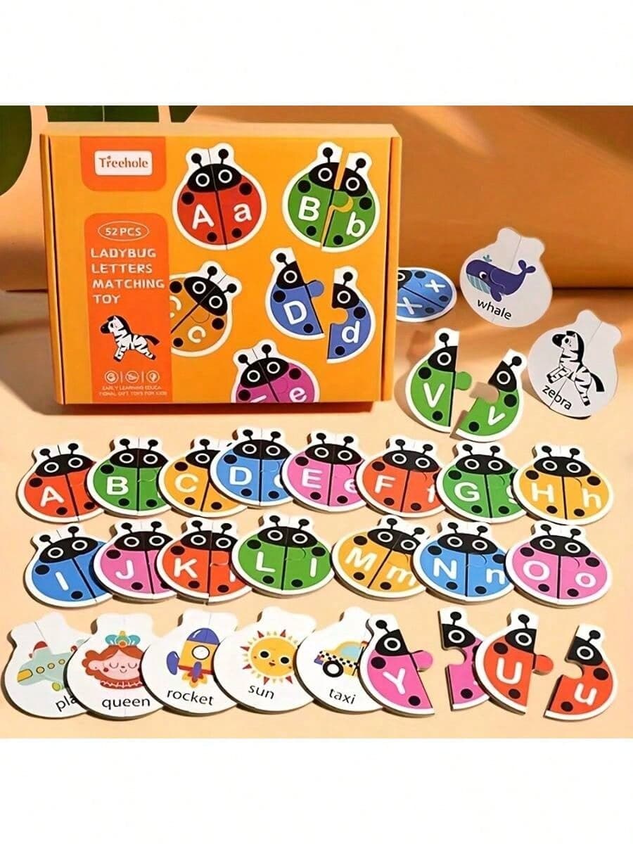 Ladybug Letter Matching Game - Educational Puzzle Toys For Kids, Includes Word Matching Cards And Cognitive Learning Board Game. Designed To Cultivate Children's Brain Potential And Early Learning, Perfect Holiday Gift