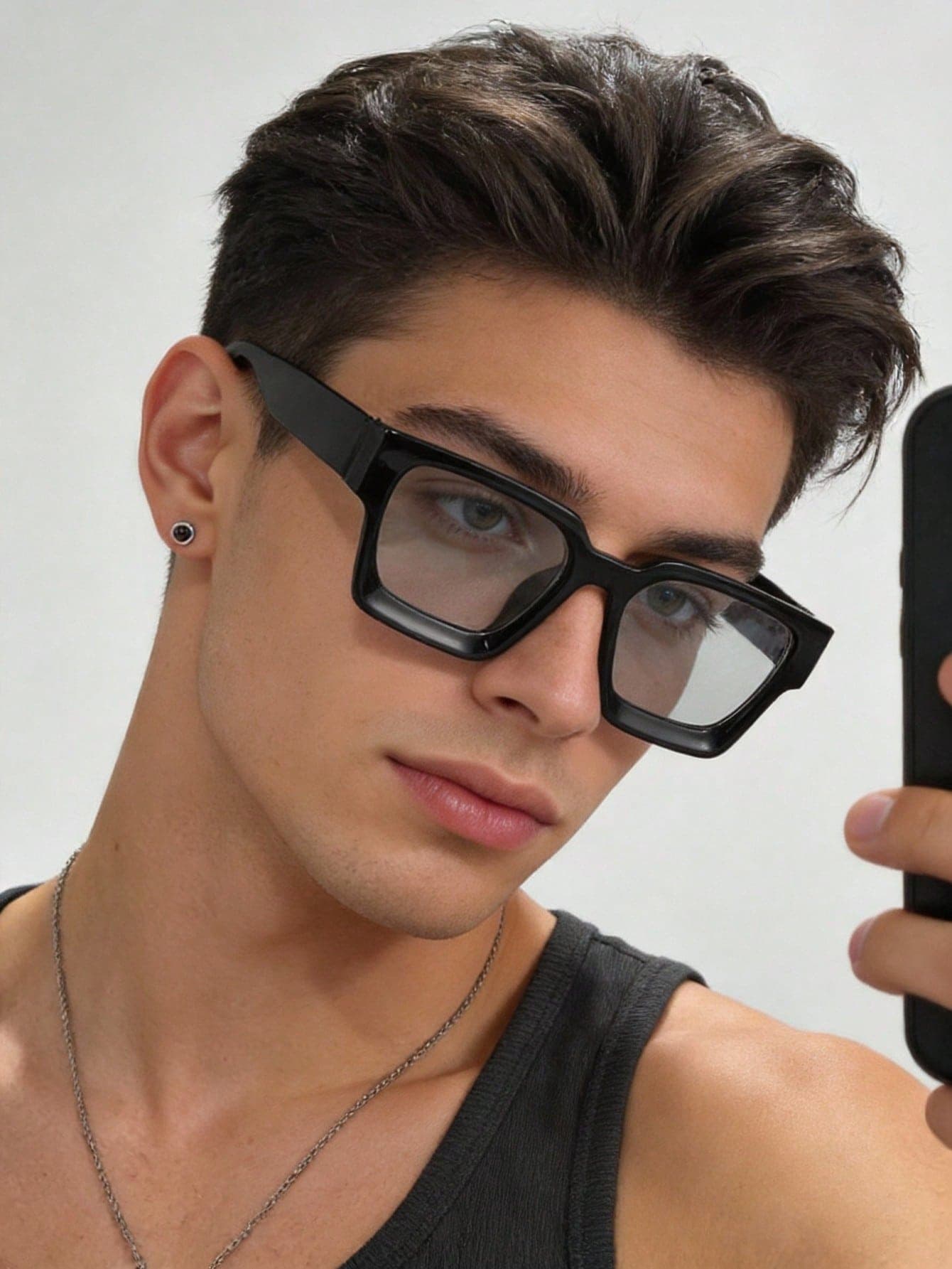 1pc Men's Geometric Classic Stylish Fashion Glasses, Suitable For Music Festivals, Rave Parties, Outdoor Travel, Beach And Other Occasions