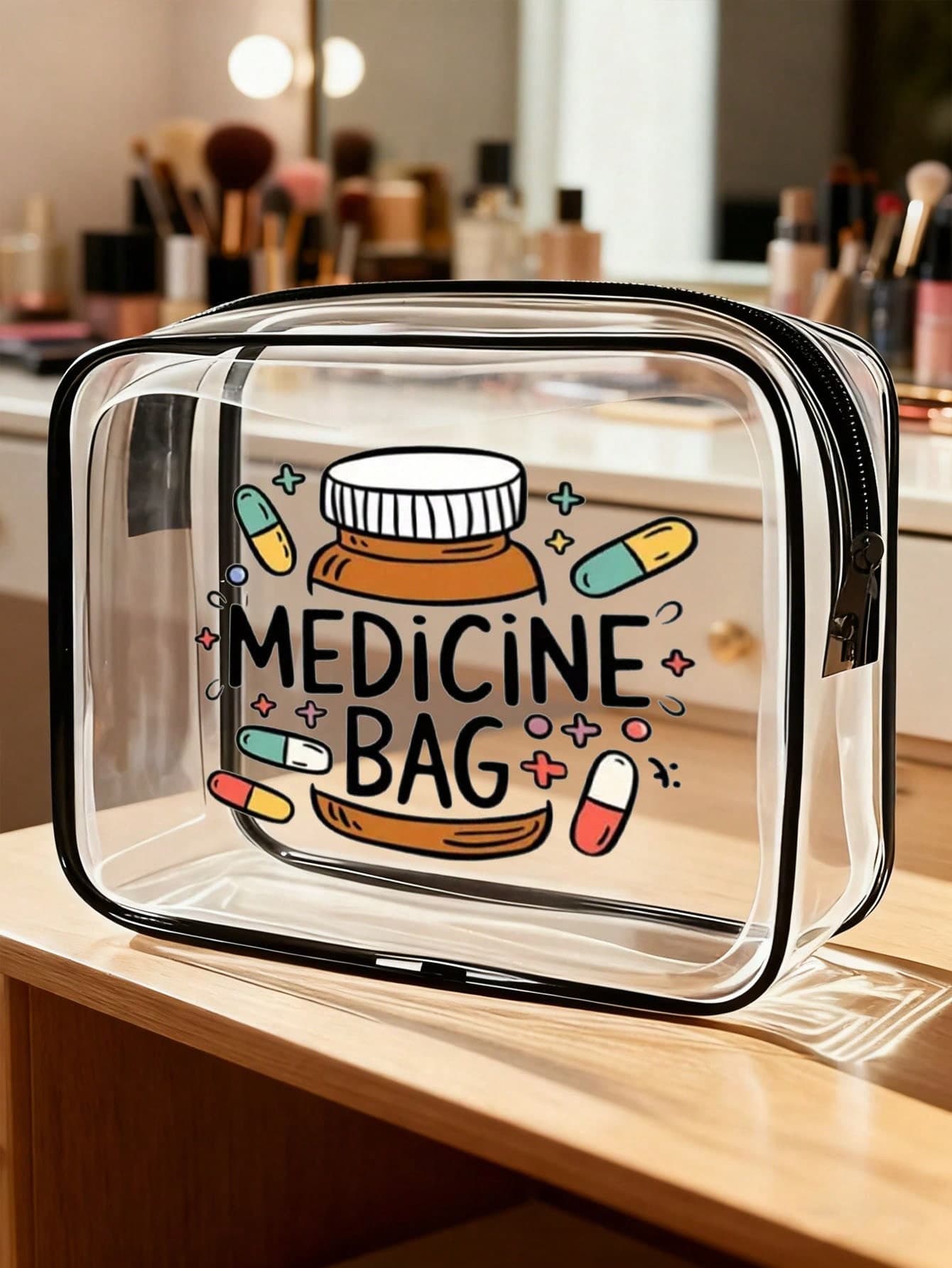 New Medication Storage Bag - Cosmetic Bag, Transparent Toiletry Bag, Medical Bag, Travel Essential, Portable Zipper Travel Organizer Bag, Transparent PVC Beach Bag, Waterproof Storage Bag, Transparent Organizer Bag - Ideal For Storing Medications, Medical Supplies, Etc.