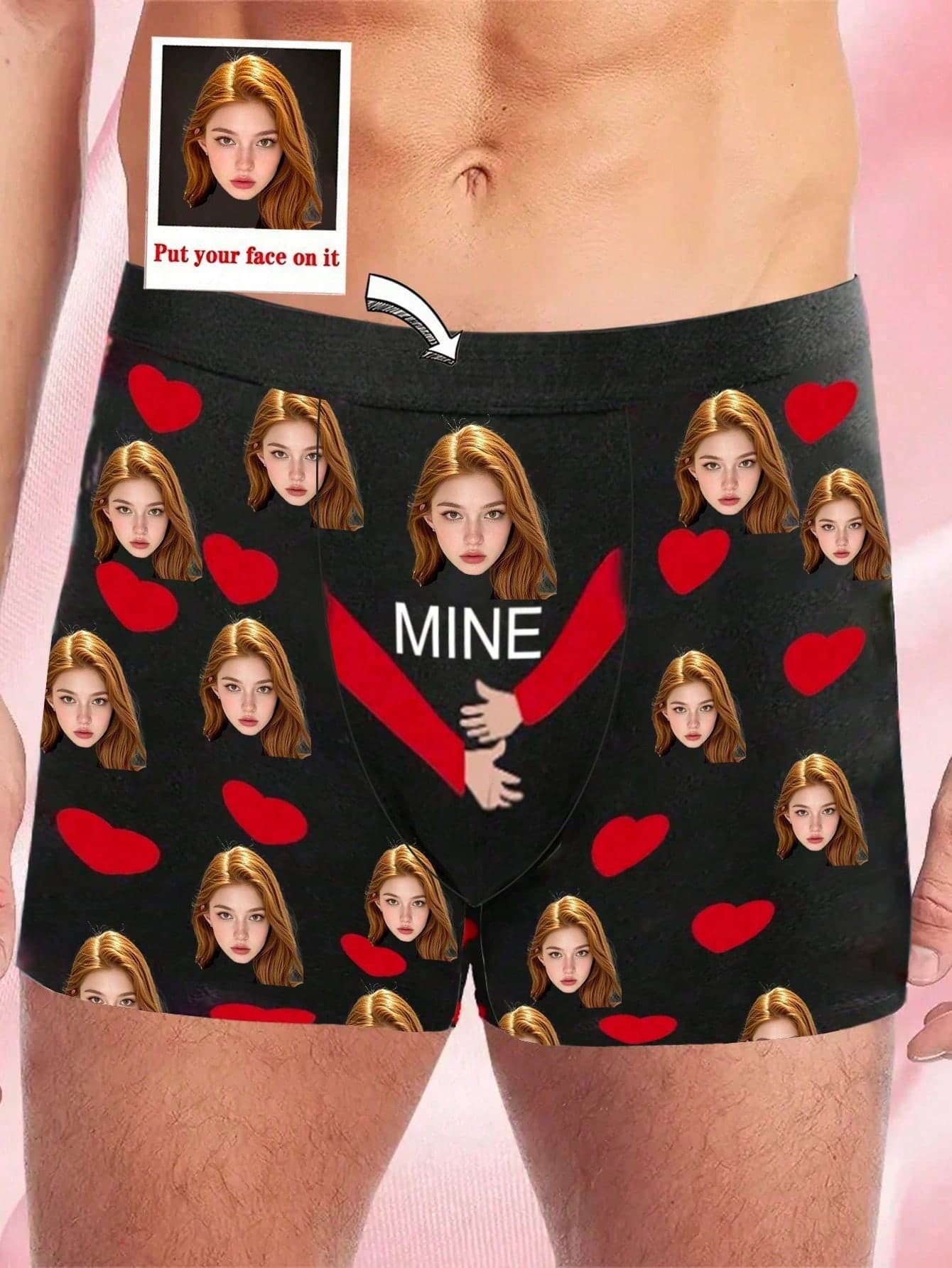 Customized Face Print Men's Briefs, Boxer Briefs With Non-Curling Waistband, Personalized Men's Underwear, Photo/Image Print Underwear, Ideal Gift For Boyfriend/Husband, Winter Style, Anniversary, Father's Day, Holidays, Birthday Gift, Funny