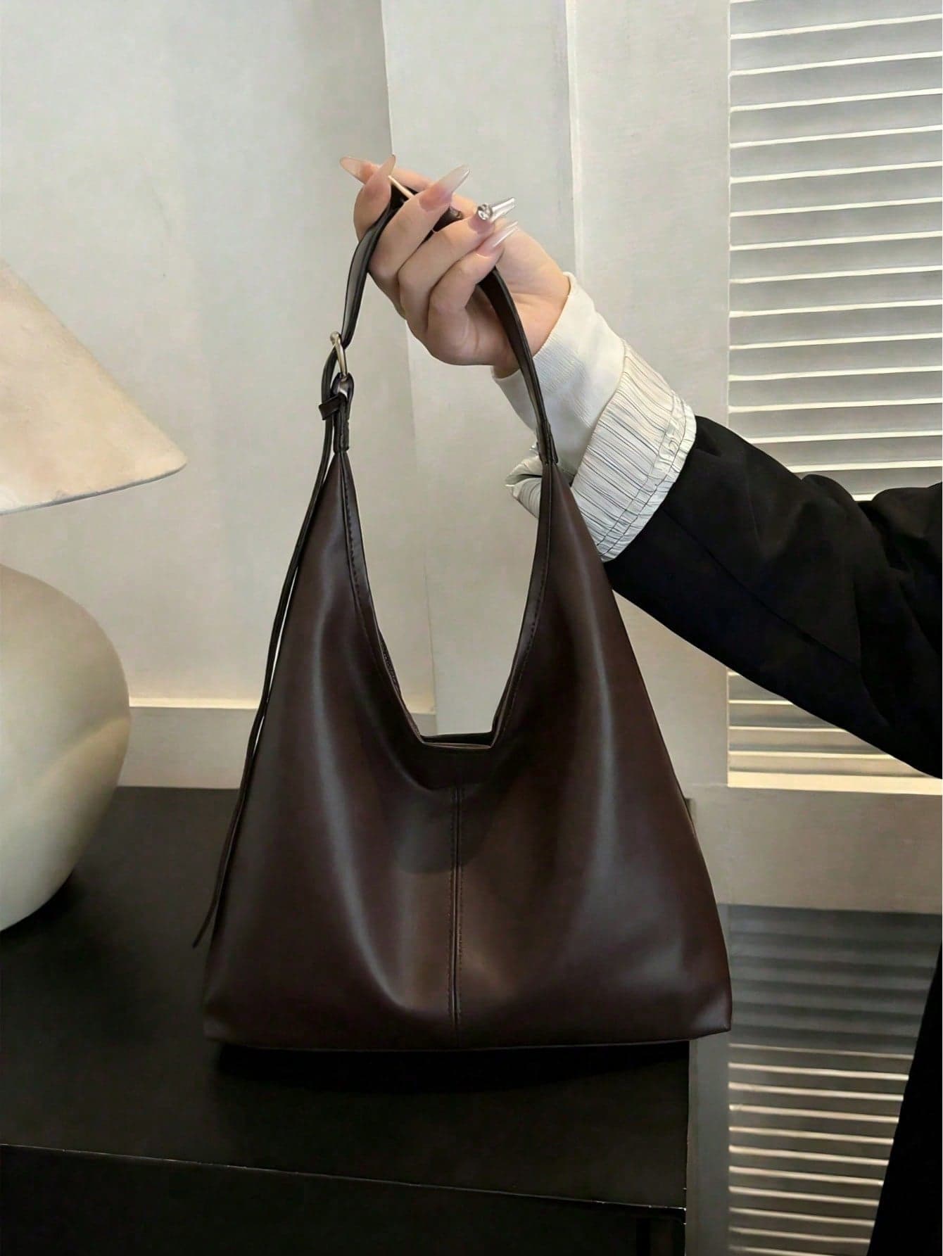 Retro Shoulder Bag, Women's Large Capacity PU Leather Shoulder Handbag, Fashion Design, Elegant Style, New Fashion Large Capacity Women's Bag, Women's Crossbody Bag