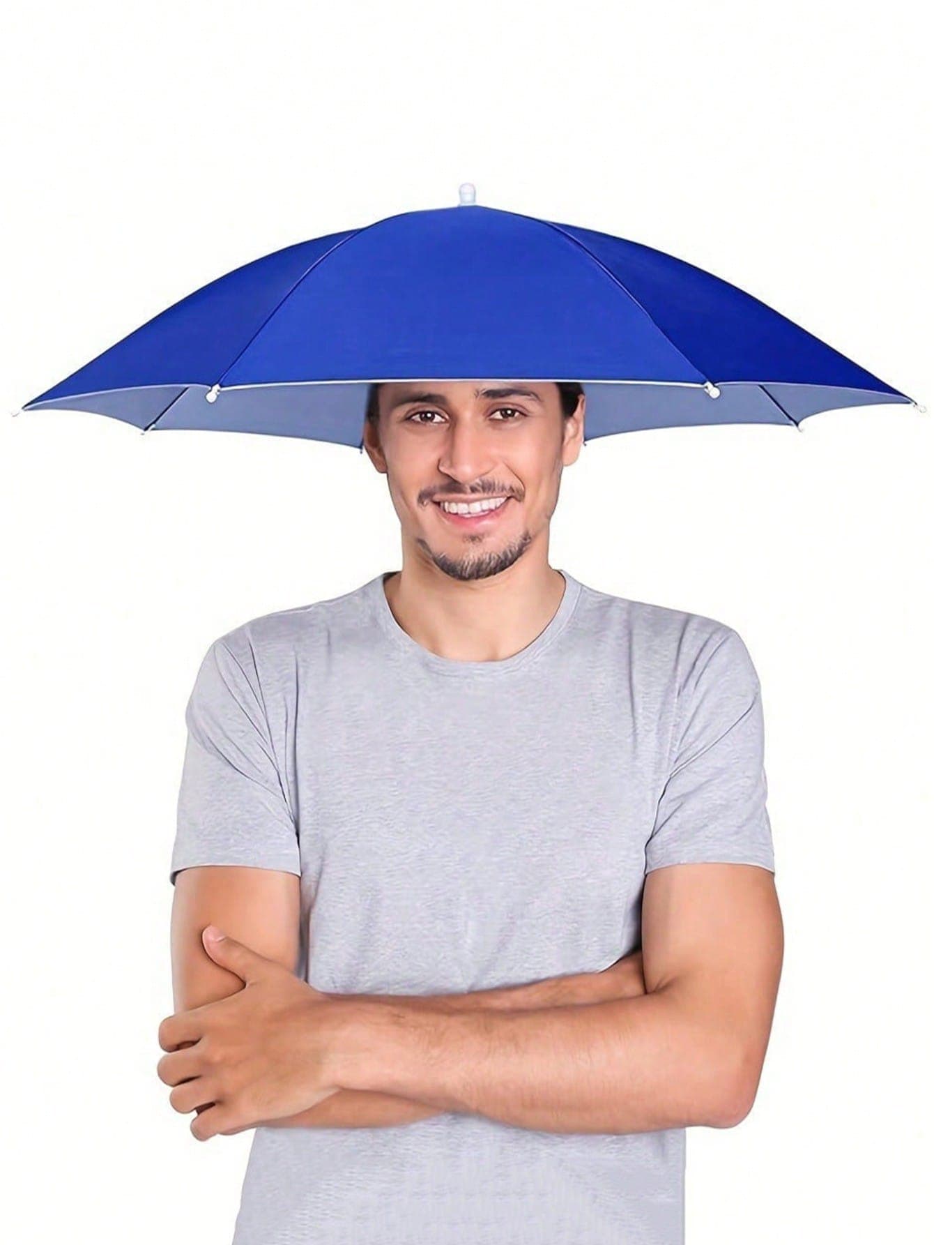 1pc Head Mounted Style Umbrella Hat,Suitable For Camping And Fishing Umbrella Hat,UV Protection Umbrella Hat,Easy And Convenient To Carry,Rain Proof,Sun Protection,Head Mounted Design,No Need To Hold It In Hand,Suitable For Both Sunny And Rainy Days