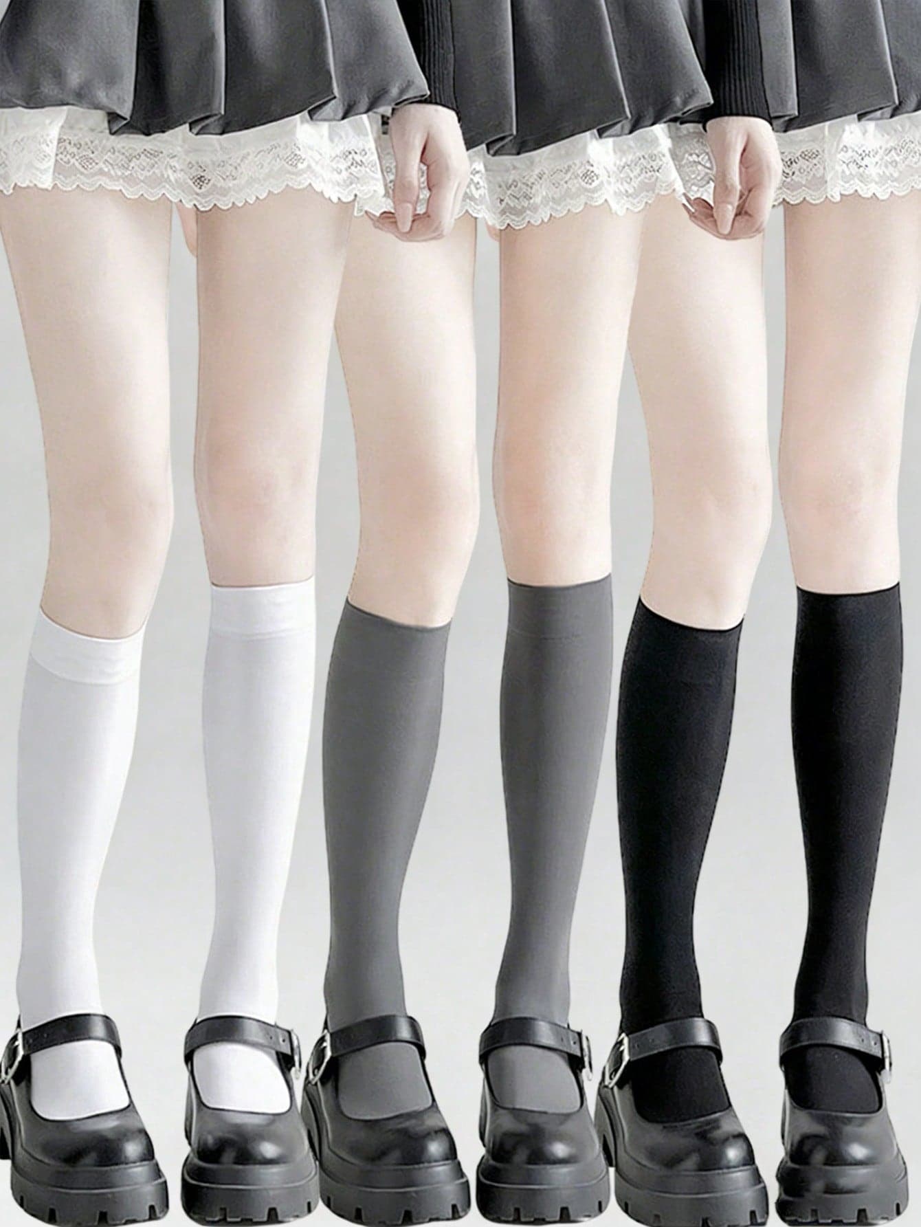 1-3 Pairs Solid Color Velvet Mid-Calf Socks, Minimalist College Style Knee High Socks, Spring/Summer/Autumn Sweet & Spicy Ins Solid Color Knee Socks, JK Girl Style, Suitable For Daily Wear