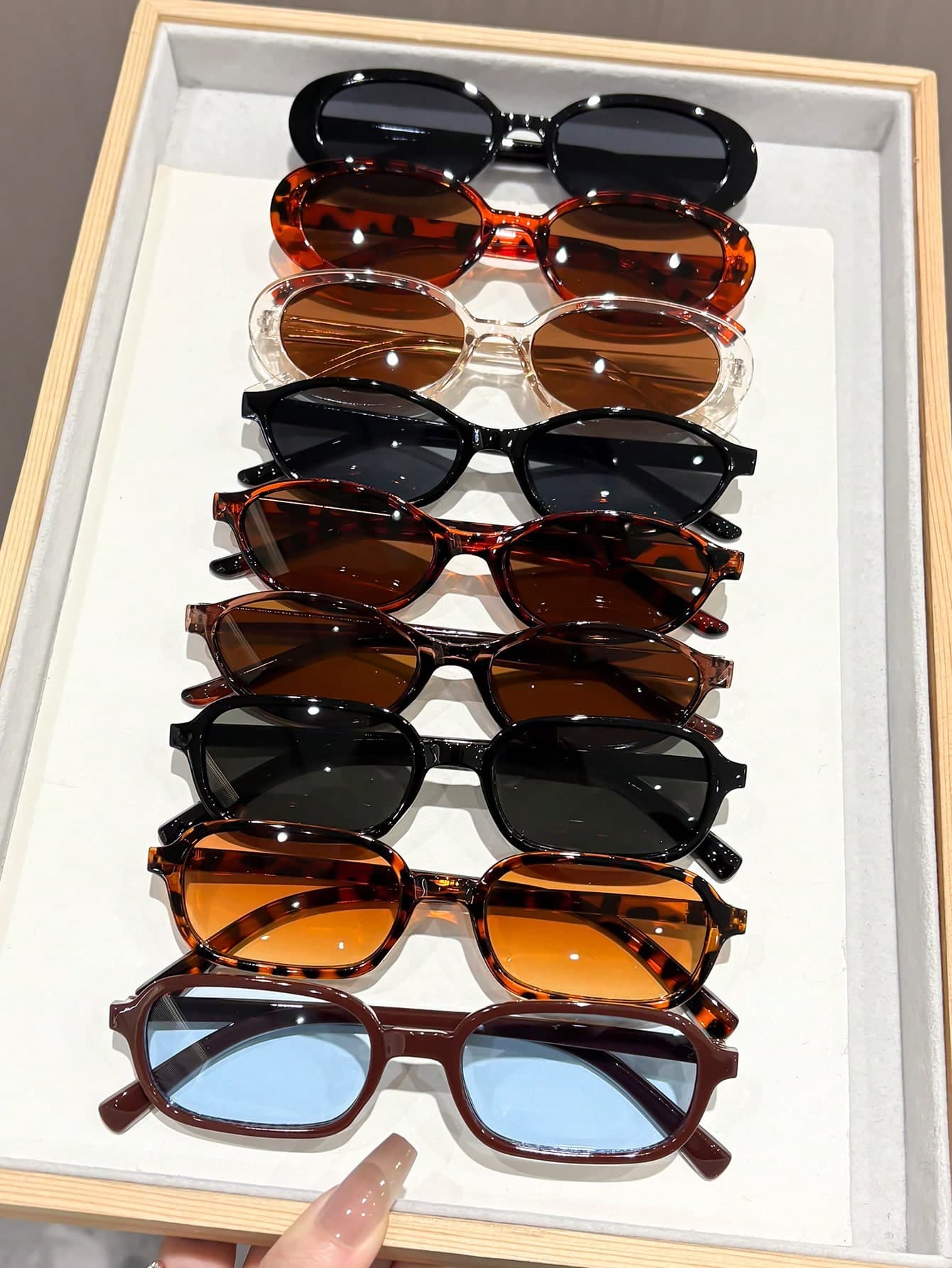 9pcs Leopard Print Multicolor Geometric Full Frame Classic Glasses Set For Women, For Carnival, Outdoor Activities, Fashion, Back To School