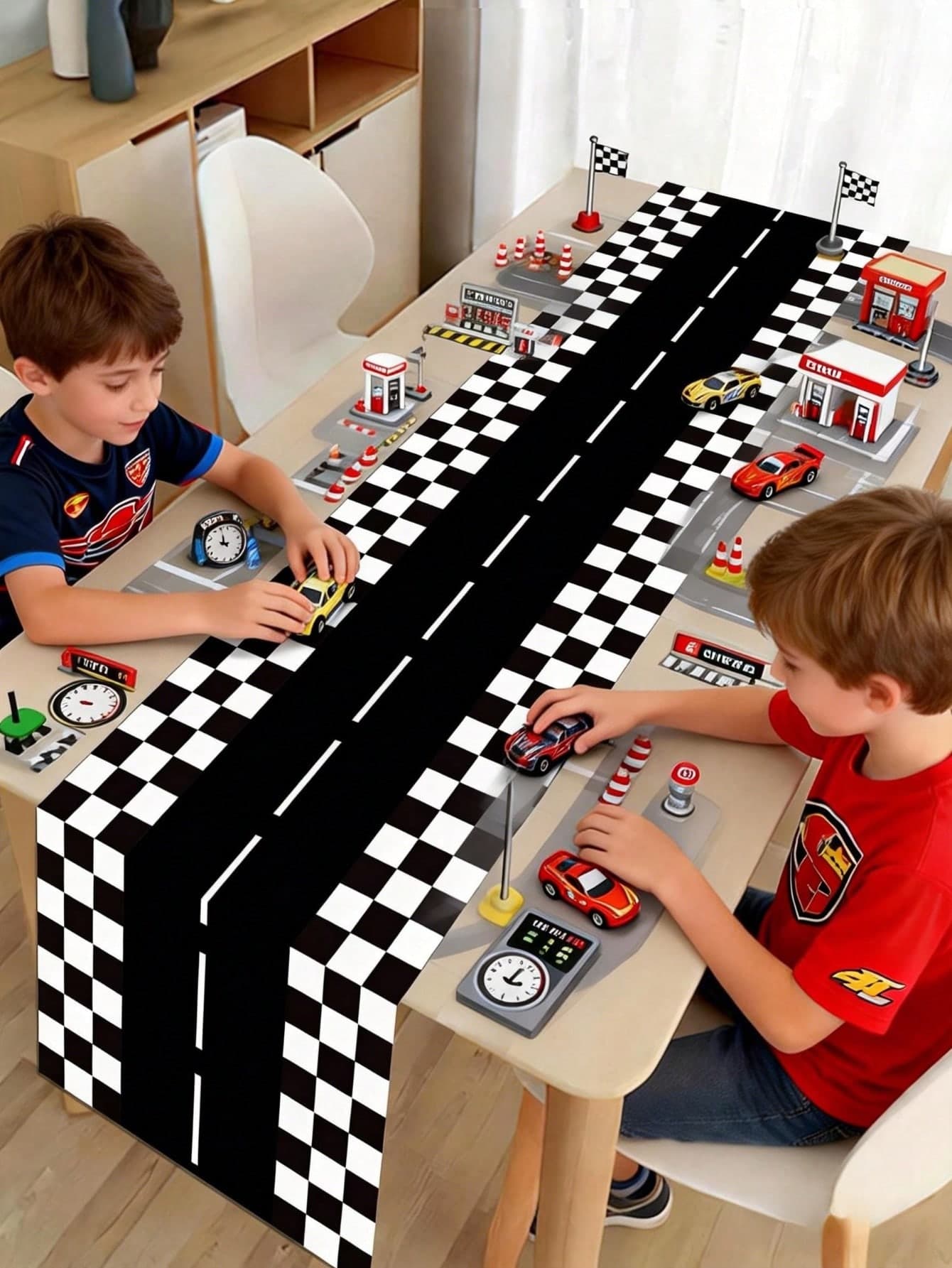 1pc Racing Theme Table Runner, 180*35cm/230*35cm Table Cloth, Racing Theme Table Decor, Suitable For Racing Themed Birthday Party, Wedding, Baby Shower, Gender Reveal Party, Holiday Party, Also Can Be Used As Table Decor, Racing Game Accessory
