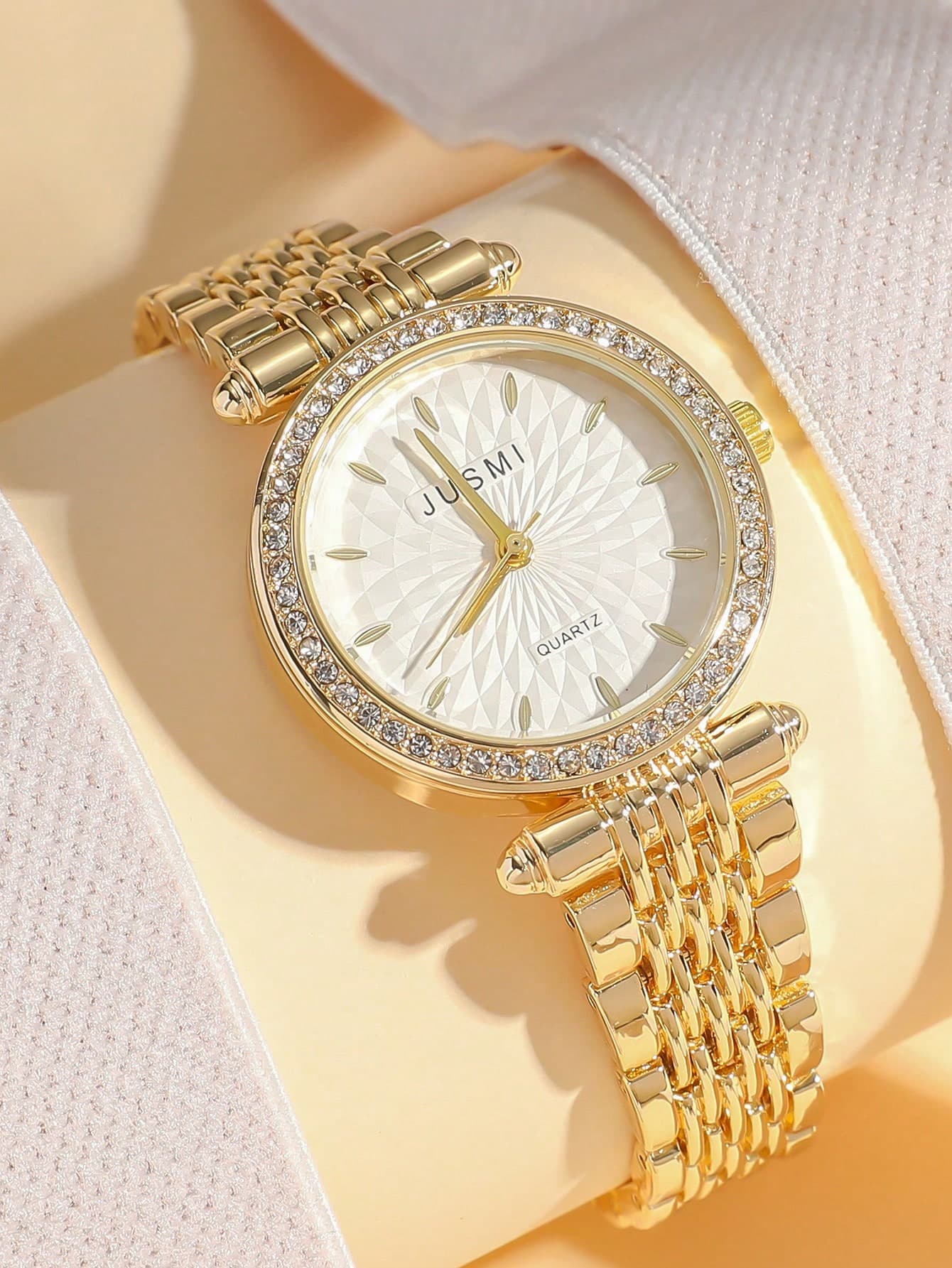 JUSMI 1pc/Set New Minimalist Women's Watch With Diamond-Studded Rectangular Dial And Stainless Steel Strap, Suitable For Daily Wear, Birthday, Gift For Her, Anniversary, Year-End Promotion, Singles' Day, Halloween Promotion, And Other Holiday Gifts