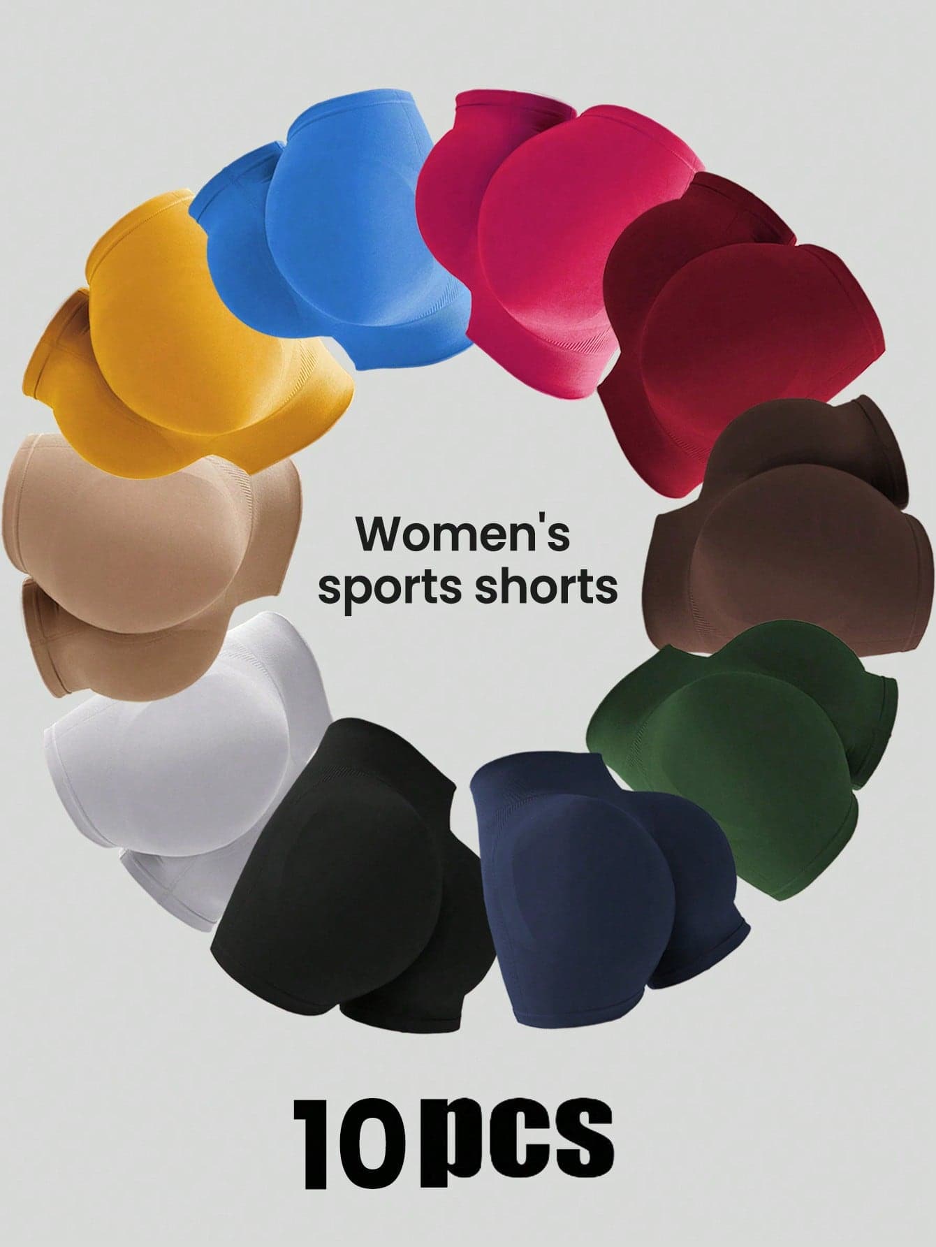 10pcs Women High Waist Elastic Shorts, Seamless Knit, Comfortable & Soft, Suitable For Sports, Fitness, Running, Tennis, Yoga, Pilates, Beach, Casual Wear, Sexy, American, Streetwear, INS, Y2K, Vacation