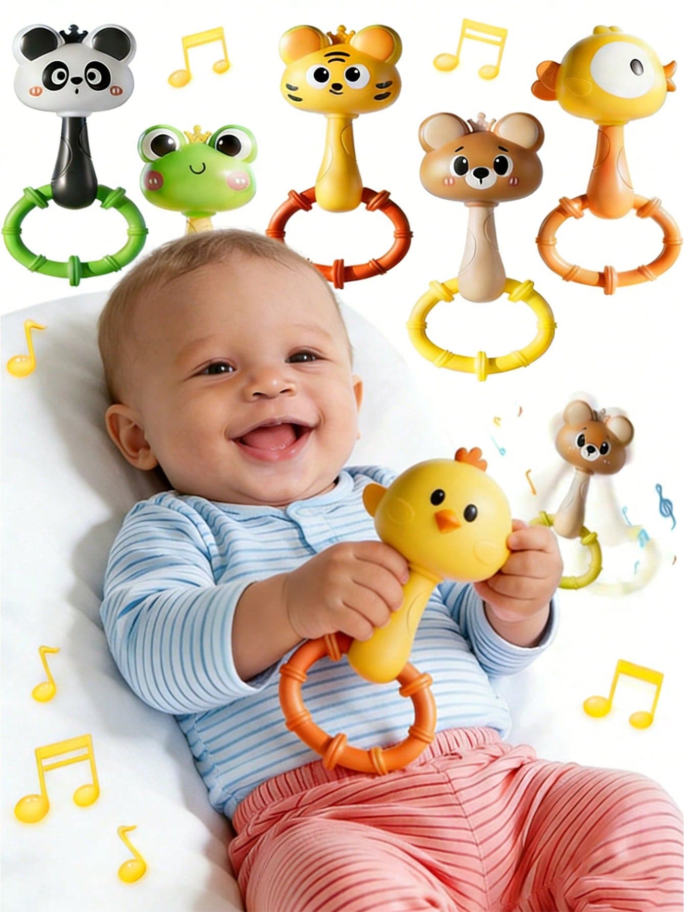 1pc Baby Rattle Toy - Early Learning Toy For Children, Can Strengthen Grip And Motor Skills, Promote Visual And Auditory Development, Manual Shake To Make Sound, Infant Educational Toy, Ideal Gift For Baby Boys And Girls On Birthday And Holidays