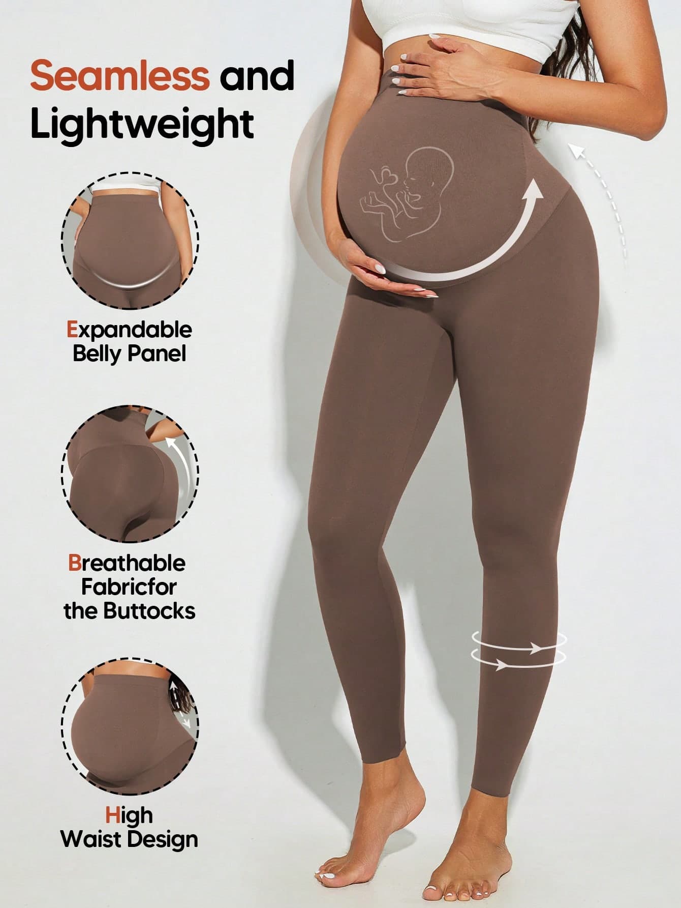 Maternity Leggings, High Waist Design, Buttery Soft, Suitable For Sports, Yoga And Various Occasions Spring