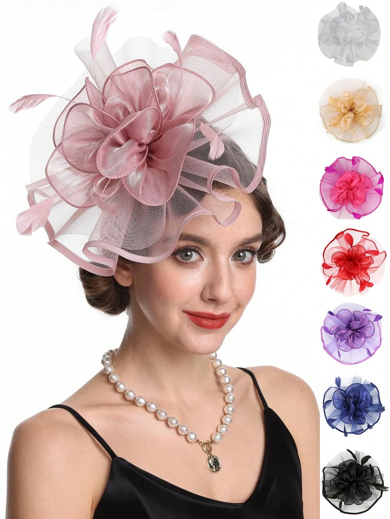 Fascinators Hats For Women Vintage Kentucky Derby Hats Wedding Flower Cocktail Mesh Feathers Tea Party Hats Hair Clip