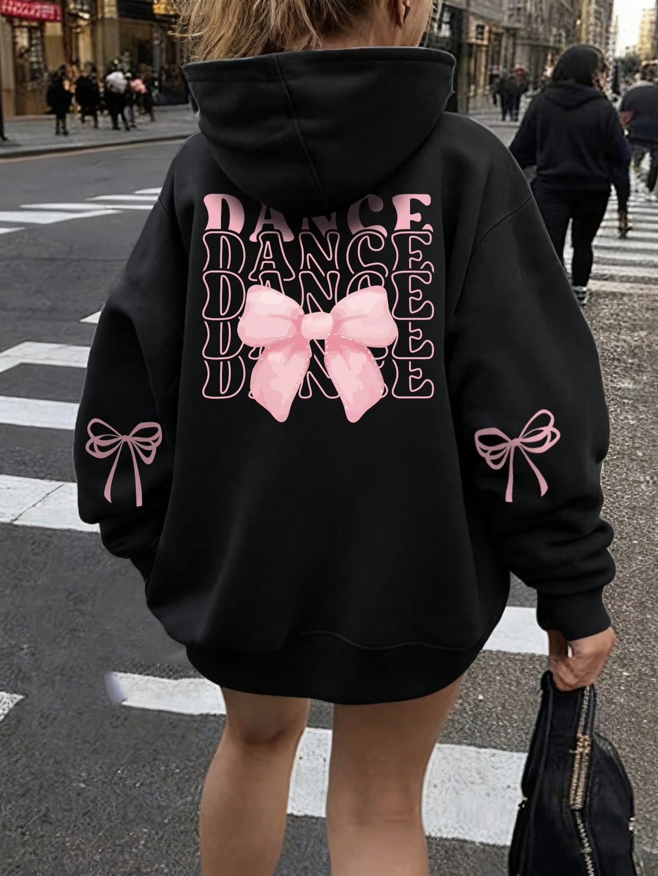 1pc Tween Girls Casual Printed Pullover Sweatshirt, Thermal Lined, Long Sleeve, Autumn/Winter Student Youth Clothing