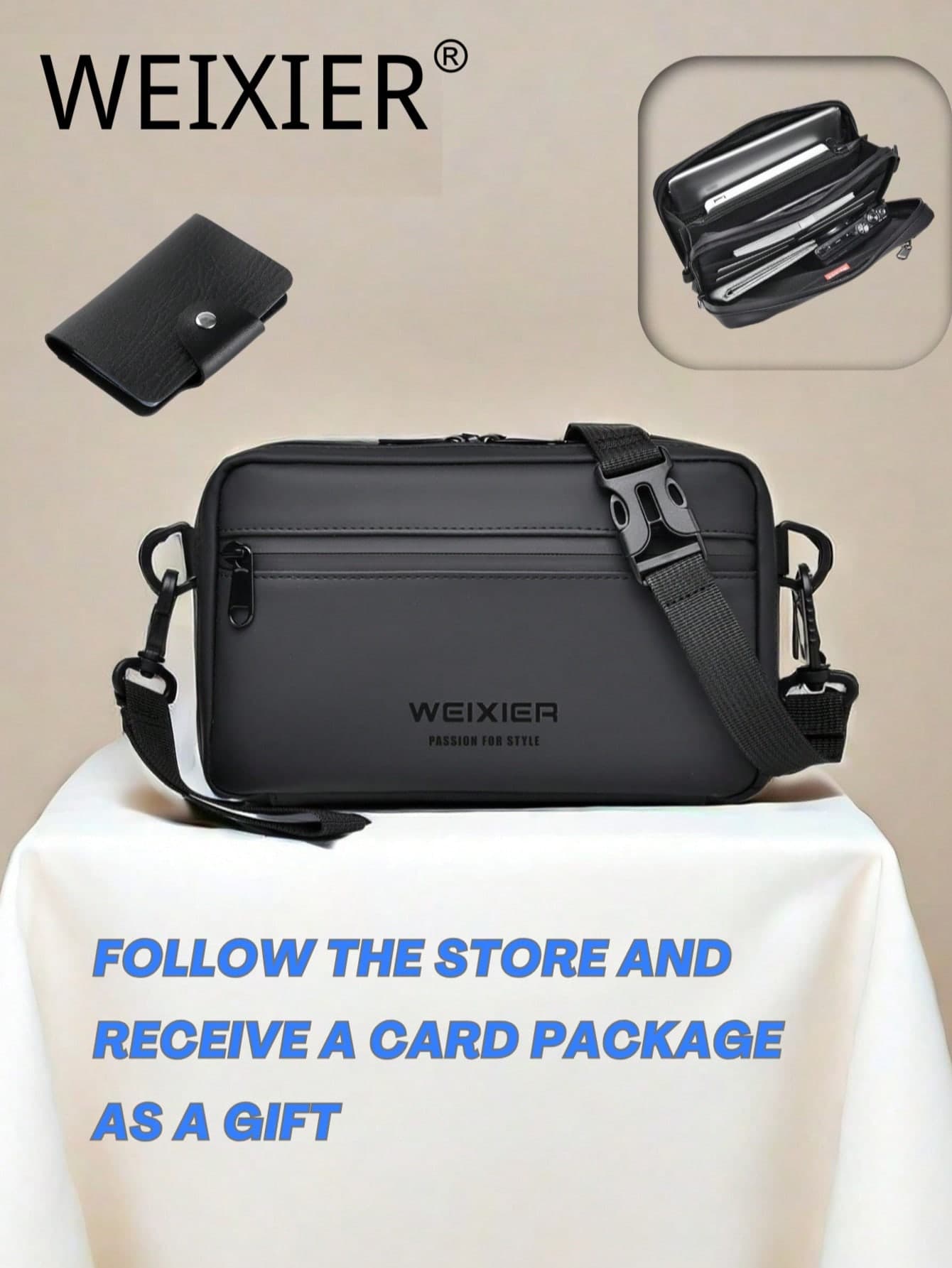 WEIXIER 1pc Crossbody Bag, Shoulder Bag, Waist Bag, Handbag, Sports Bag, Wallet & Card Holder, Fabric, Multiple Compartments & Pockets, Adjustable Shoulder Strap, Hiking Christmas Winter Gifts Hip Bag Tote Bag Black Bag Holiday Essentials Camping Sling Bag Summer Back To School Bag Pack Cross Body Bag Spring School Supplies Sling Bag Mini Bag Small Bag Purse Sling Bag Side Bags For Men New Life Items For Students Men Essentials Small Bag For Men Body Bag For Men Pouch