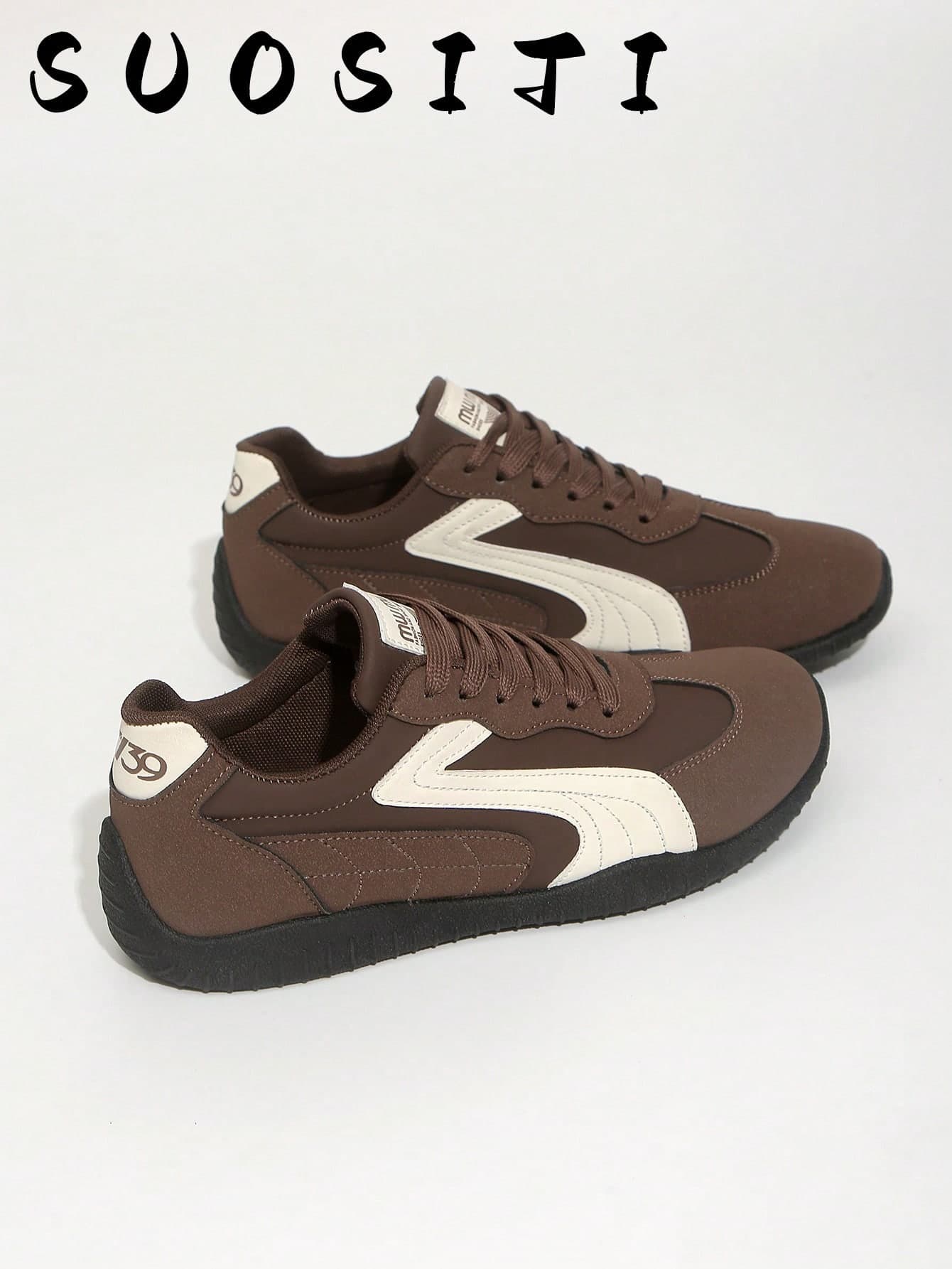 Women's Comfortable Lightweight Brown Flat Non-Slip Outdoor Sports Casual Student Running Sneakers