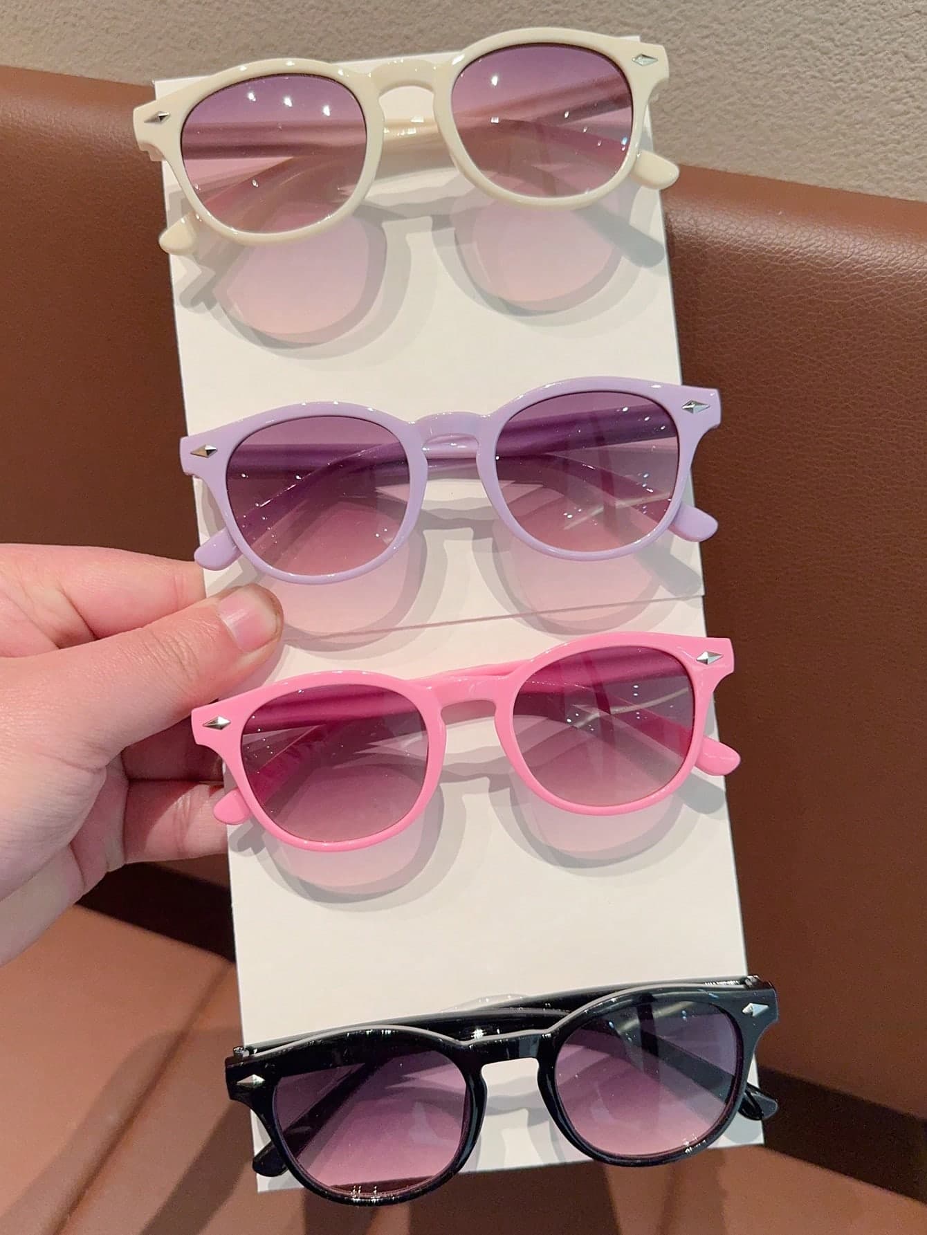 2026 Newest Boys Girls Mix Color Classic Rice Nail Asymmetric Square Kids Children Fashion Glasses Eyewear Back-To-School Gift, Card Only Show, Don't Shipping