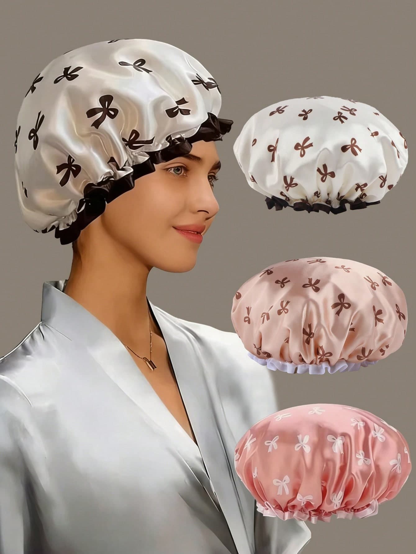 2pcs Reusable Waterproof Shower Cap, Sleep Cap, Bath Cap, Hair Protection Cover, Elastic Hair Band, Sleep Hat, Valentine's Gift, Home Beauty Daily, Travel Accessory, Spring Festival, Waterproof Head Cover Hair Sleep Cap Sleep Bonnet,Summer,Beach,Holiday,Camping