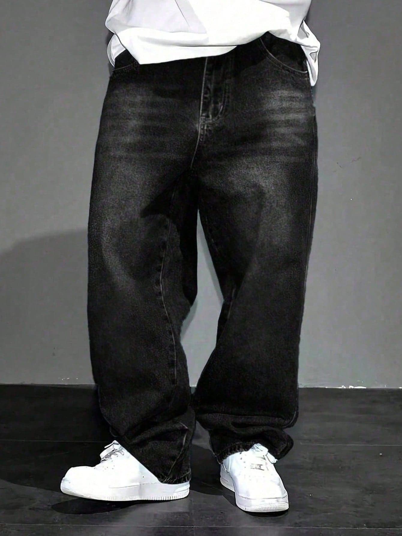 Y2K Casual Straight Leg Jeans, Suitable For Teenage Boys - Washed Denim Jeans, Loose Casual Streetwear, Outdoor Jeans, 90s Retro Classic Denim Pants