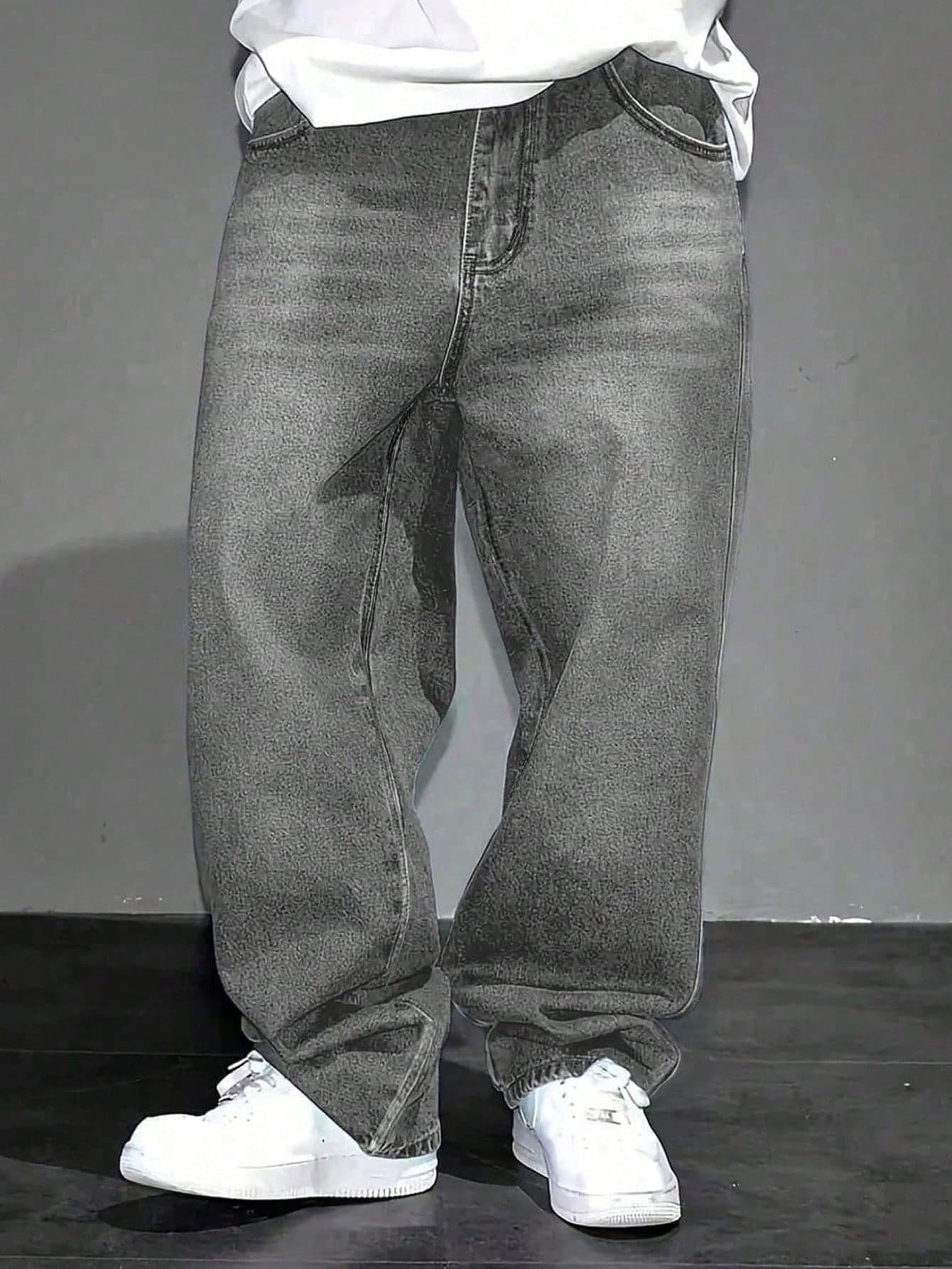Y2K Casual Straight Leg Jeans, Suitable For Teenage Boys - Washed Denim Jeans, Loose Casual Streetwear, Outdoor Jeans, 90s Retro Classic Denim Pants