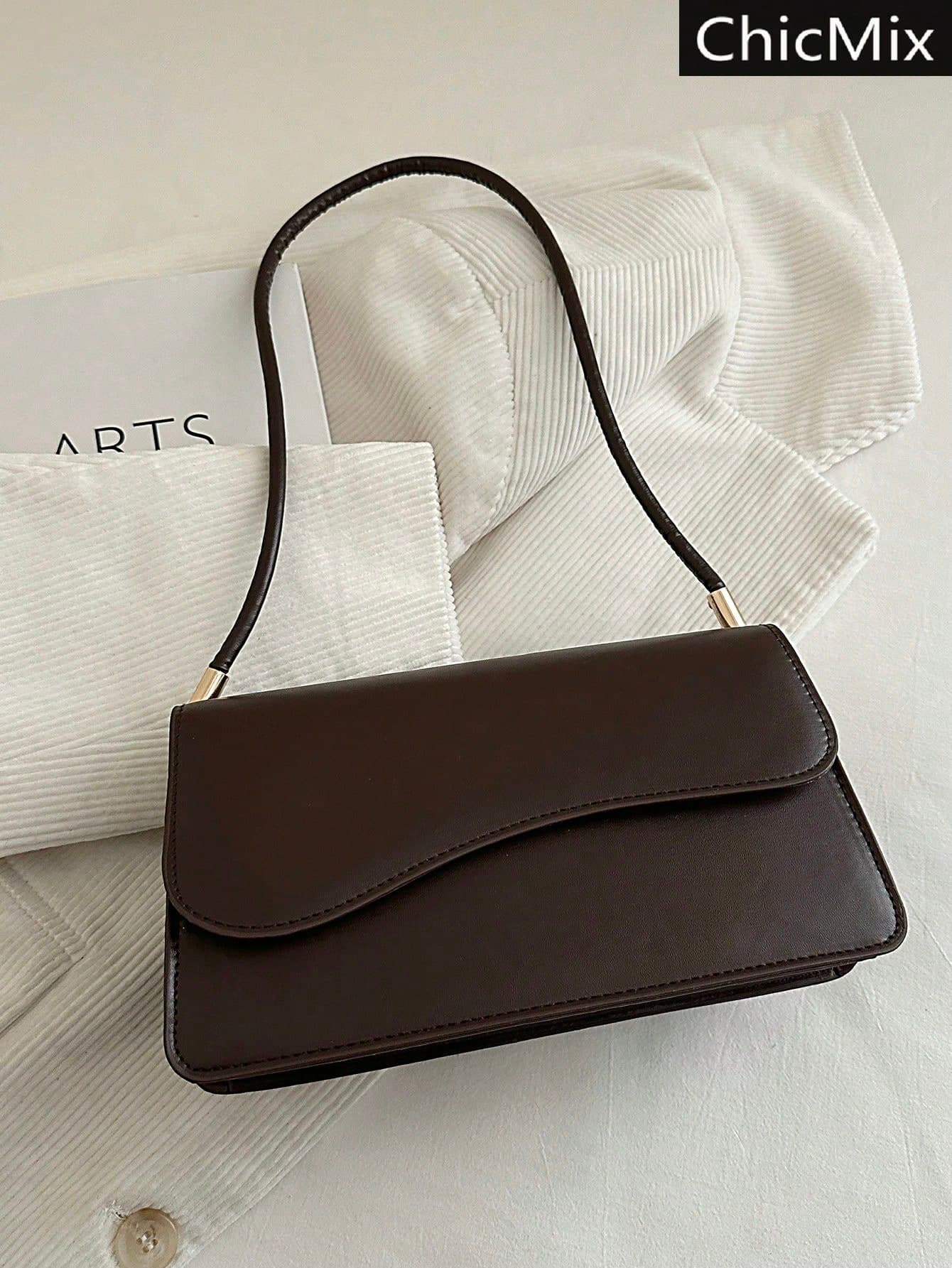 Fashionable Solid Color Retro Minimalist Elegant Shoulder Bag