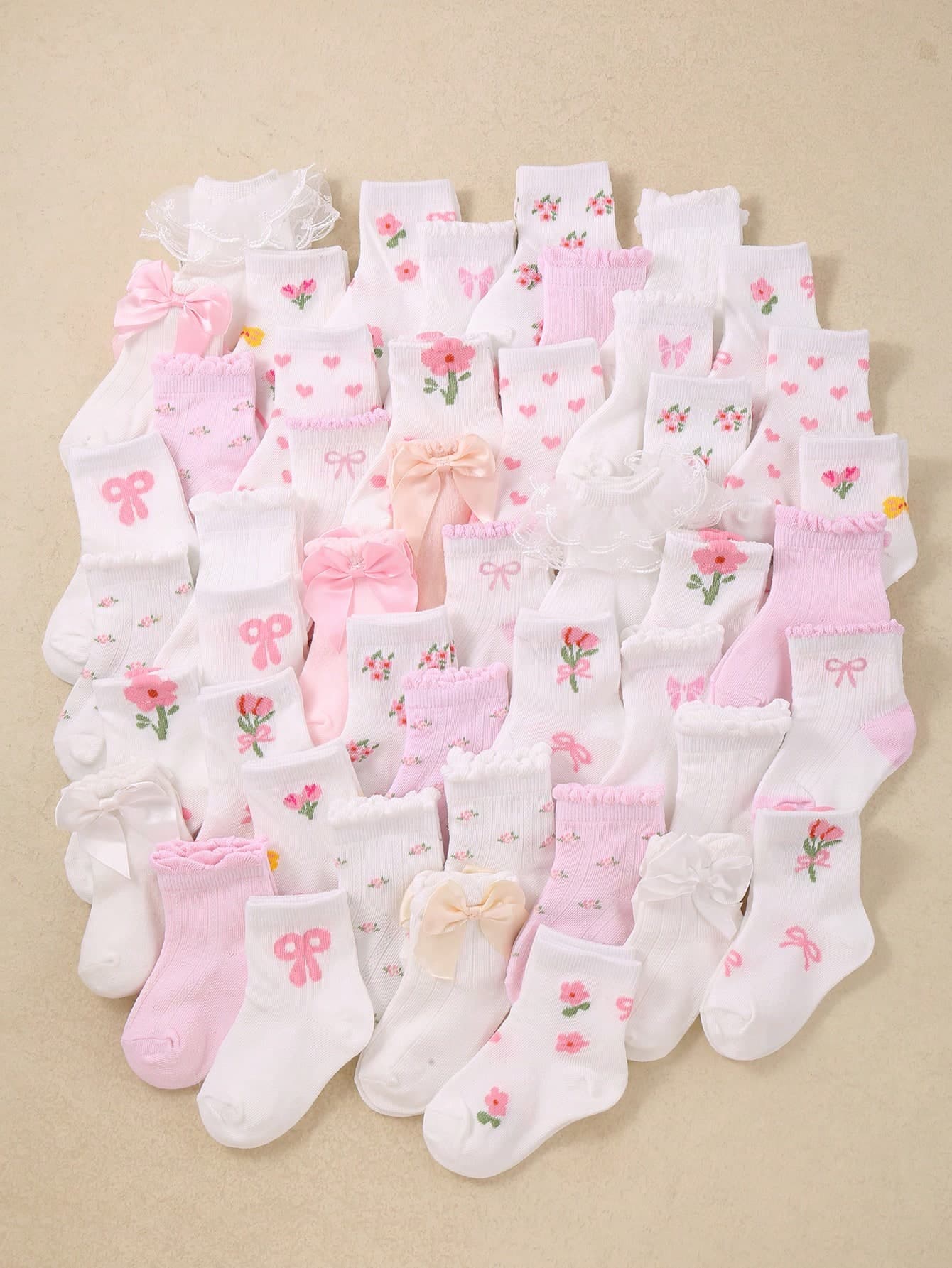 24/12/6 Pairs Pink & White Baby Socks With Bow & Lace, 0-36 Months Princess Style Socks For Baby Girls, Hollow Design Matching Mary Jane Shoes, Super Soft Elastic Breathable Daily Socks, Suitable For Spring & Summer, Baby Socks, Girls Socks, Princess Socks, Lace Socks, Ankle Socks, Back To School Gift, Party Outfit For Girls