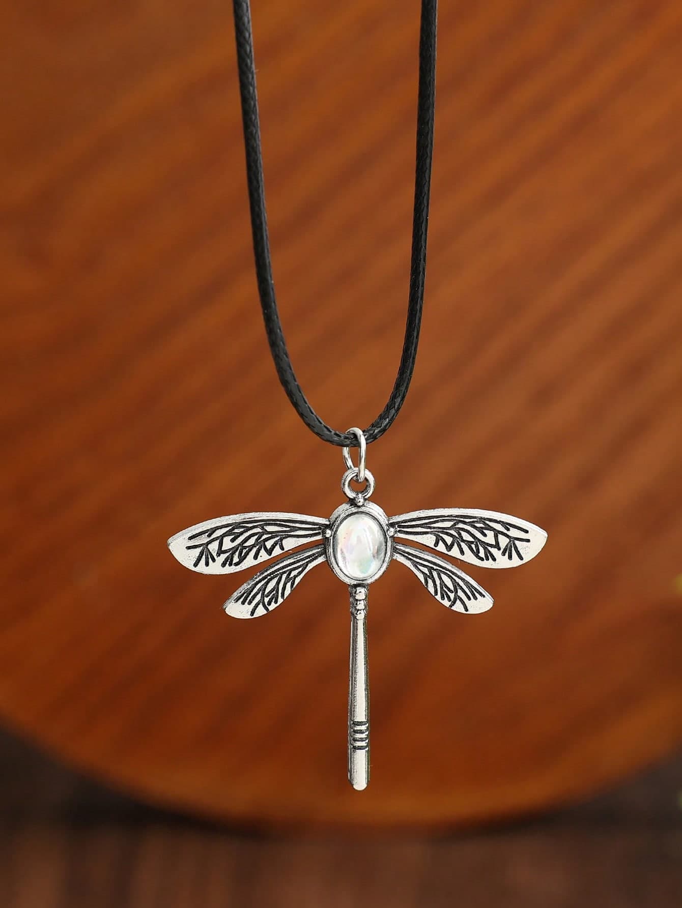 Gothic Vintage Dragonfly Rhinestone Pendant Necklace, Boho Style Women Jewelry Gift For Anniversary