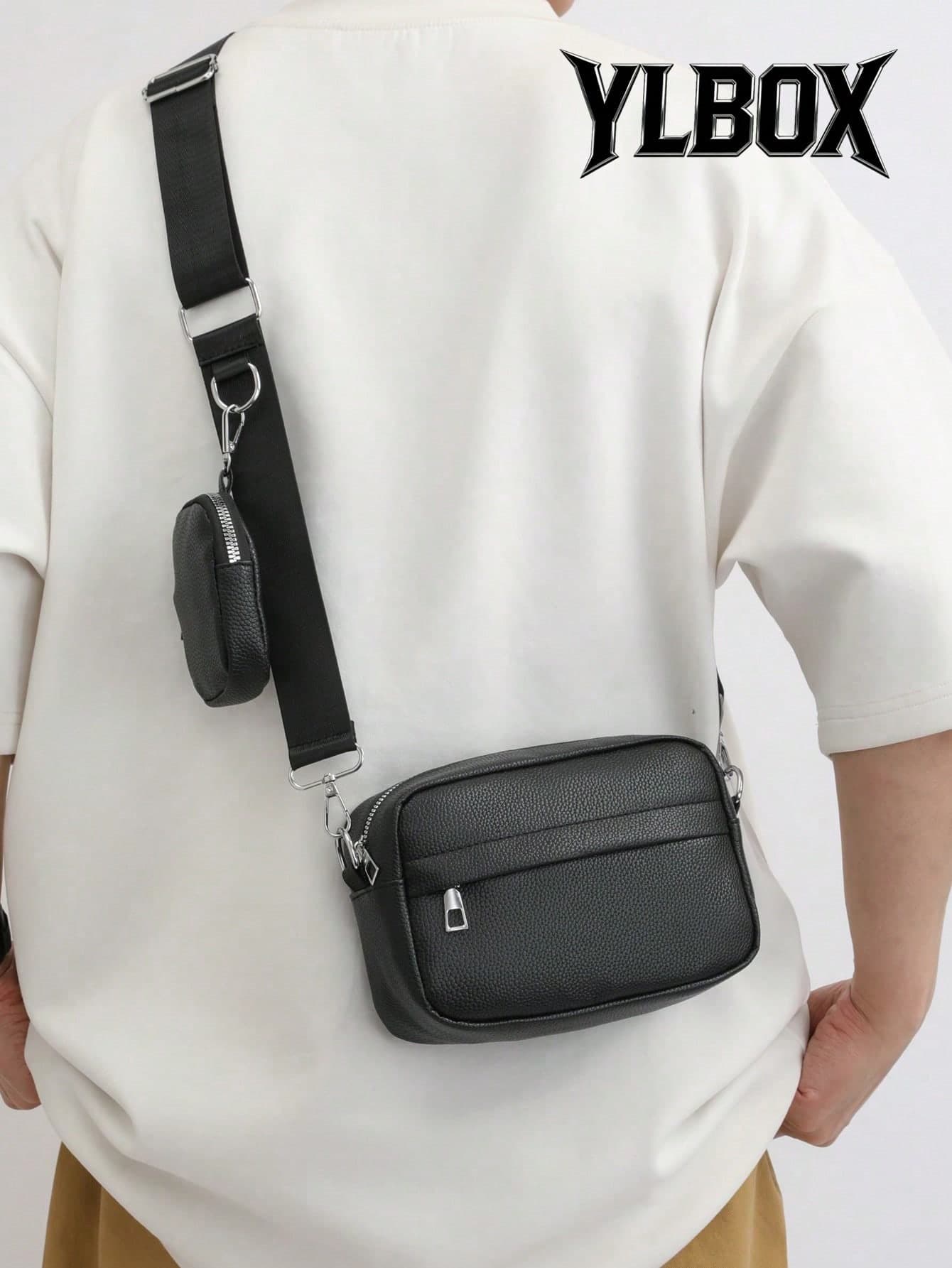 Men's 2-Piece Mini Crossbody Bag Set, PU Leather Coin Purse, Square Mini Shoulder Bag With Adjustable Waterproof Strap, Travel Essential, Summer Bag, New Life Supplies, Student Must-Have, Men's Side Bag, Graduation Study Supplies, Men's Small Bag, Men's Shoulder Bag, Men's Phone Bag, Camera Bag, Waterproof Backpack, Holiday