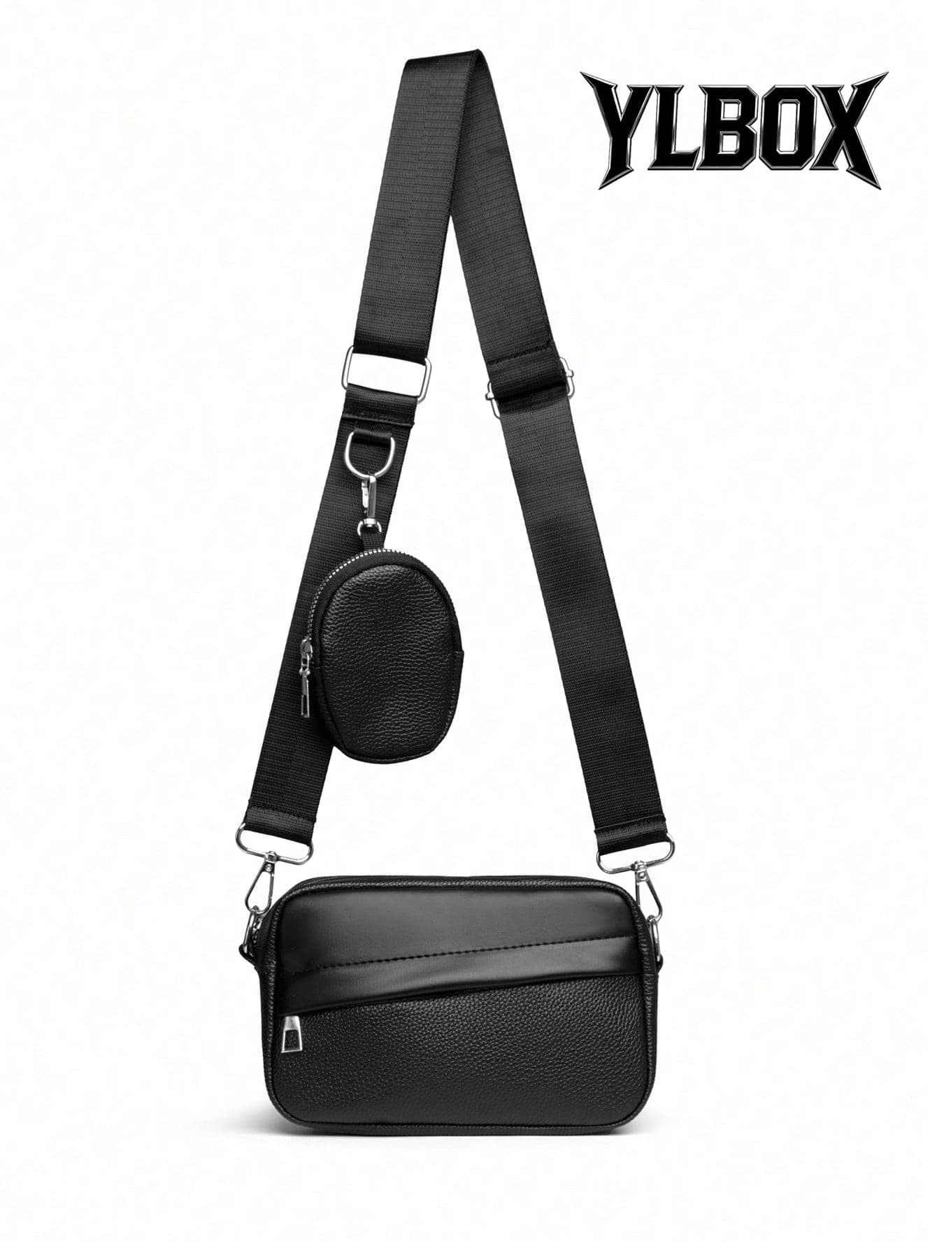 High-End Fashion Men's Crossbody Bag, Solid Color Casual Shoulder Bag, PU Leather, Small Coin Purse, Black, Travel Holiday Gift, Men's Vacation Gift, Winter Outdoor Student Cycling Bag, Camping Shoulder Bag, Summer Back To School Shoulder Bag