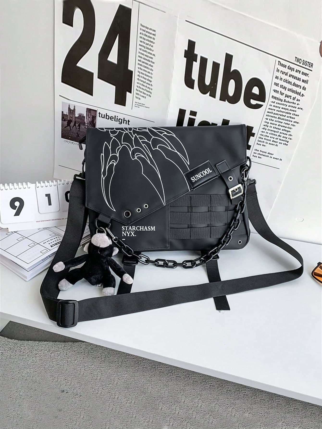 Minimalist Square Bag, Solid Black Color, Adjustable Shoulder Strap, Holiday Storage Pouch , Valentines Gifts, Valentine Day, Y2k, Tote Bags For University ,City Bag