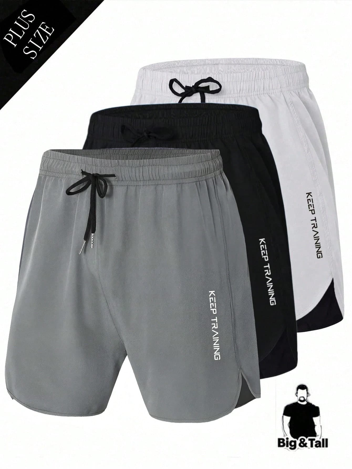 Men's Plus Size Quick-Dry Drawstring Shorts - Elastic Loose Fit Gym Shorts, Suitable For Comfortable Workout And Outdoor Activities Sports