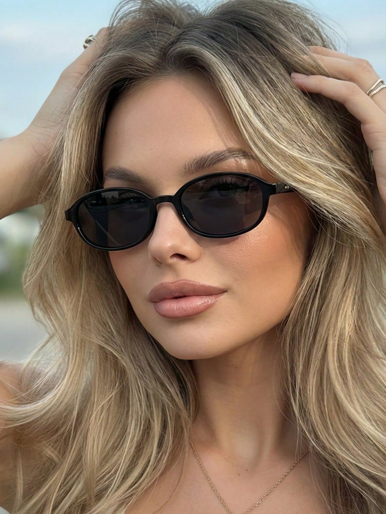 1 Pair Women's Black & Red Oval PC Frame Vintage Solid Color Personalized Small Frame Fashion Glasses
