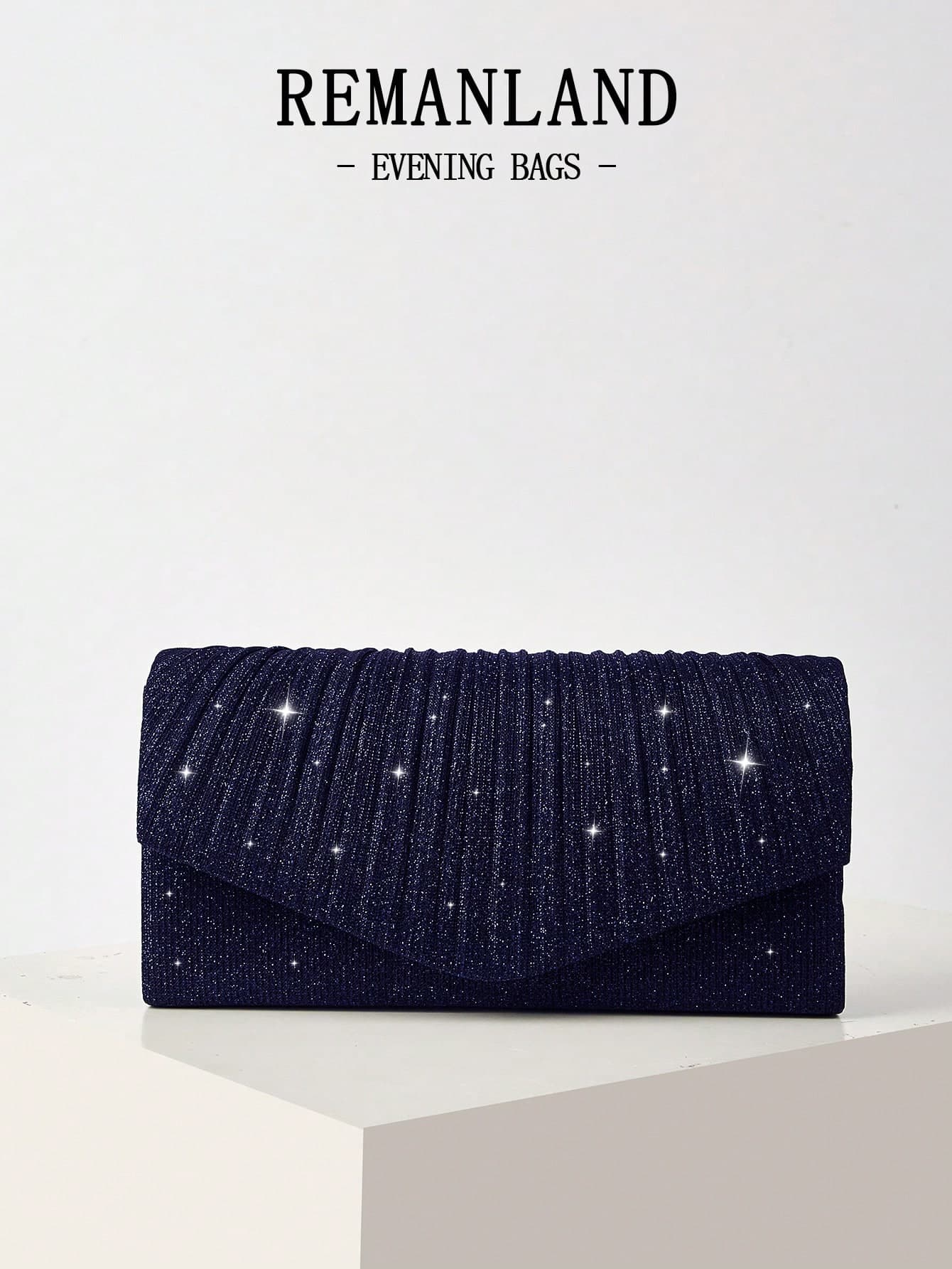 REMANLAND Mini Sequin Chain Pleated Square Evening Clutch/Handbag, Perfect For Women's Ballgown, Ball Accessories, Sequin Dress, Glitter Dress, Elegant Formal Gown, Elegant Ball Gown Purse, Also Suitable For Bridesmaids, Applicable For Wedding Receptions, Parties, Weddings, Balls, Galas And Other Occasions