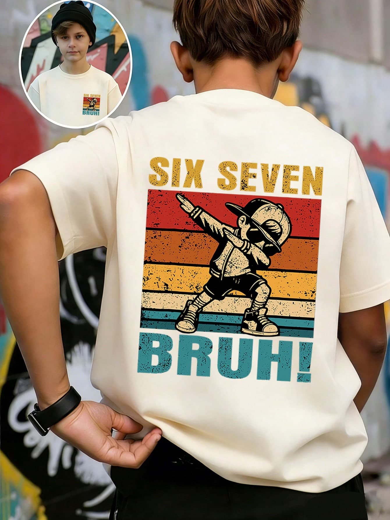 Tween Boy-Cartoon Print T-Shirt, Suitable For Boys Outdoor Sports, Boys Spring/Summer Casual Versatile Top