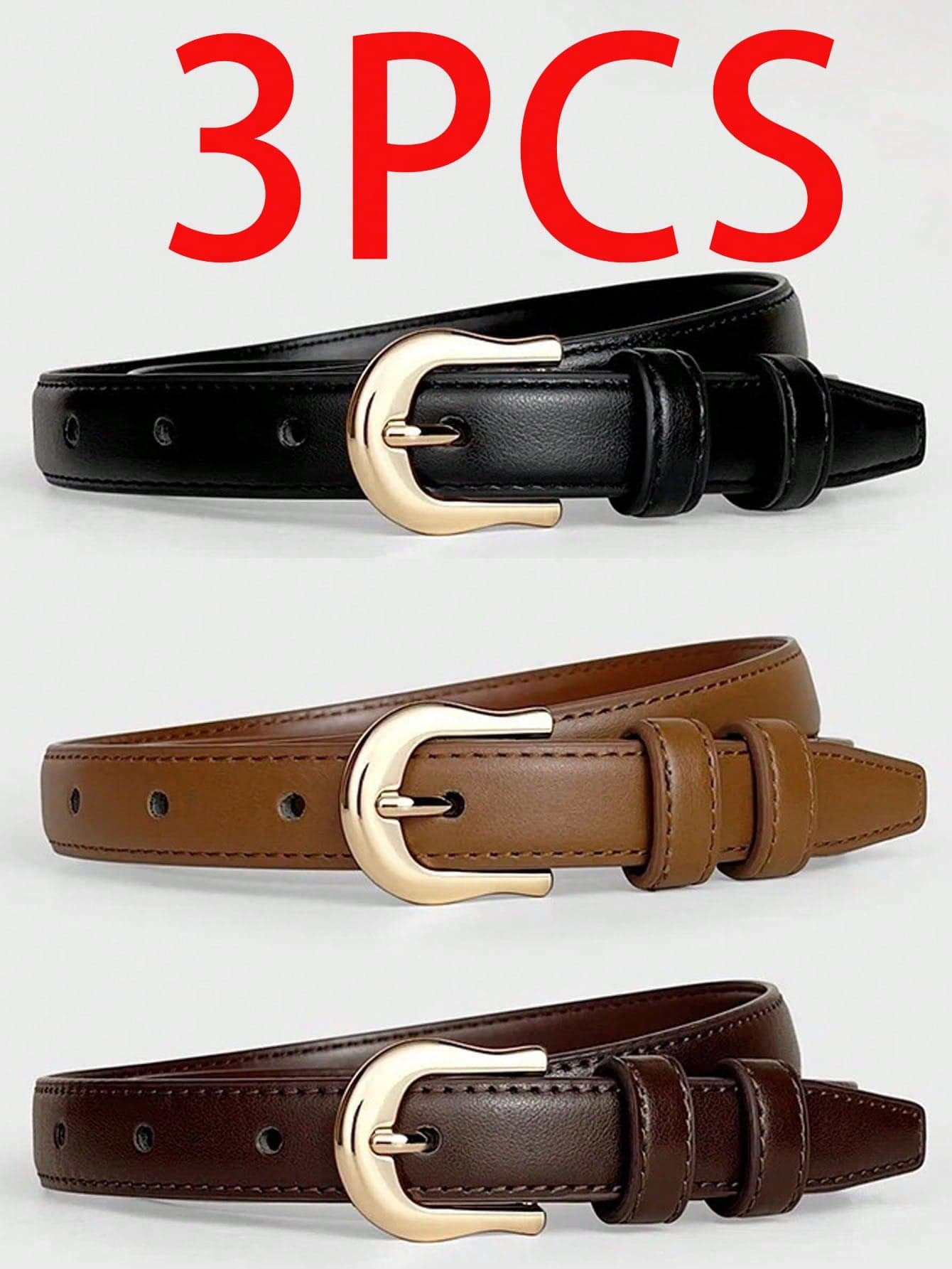 3pcs/2pcs/1pc Simple Multifunctional Women's Belt, Simple Buckle Casual Women's Jeans, Clothing Decoration Belt For Summer, Spring And Autumn, Winter, Back To School Season Halloween