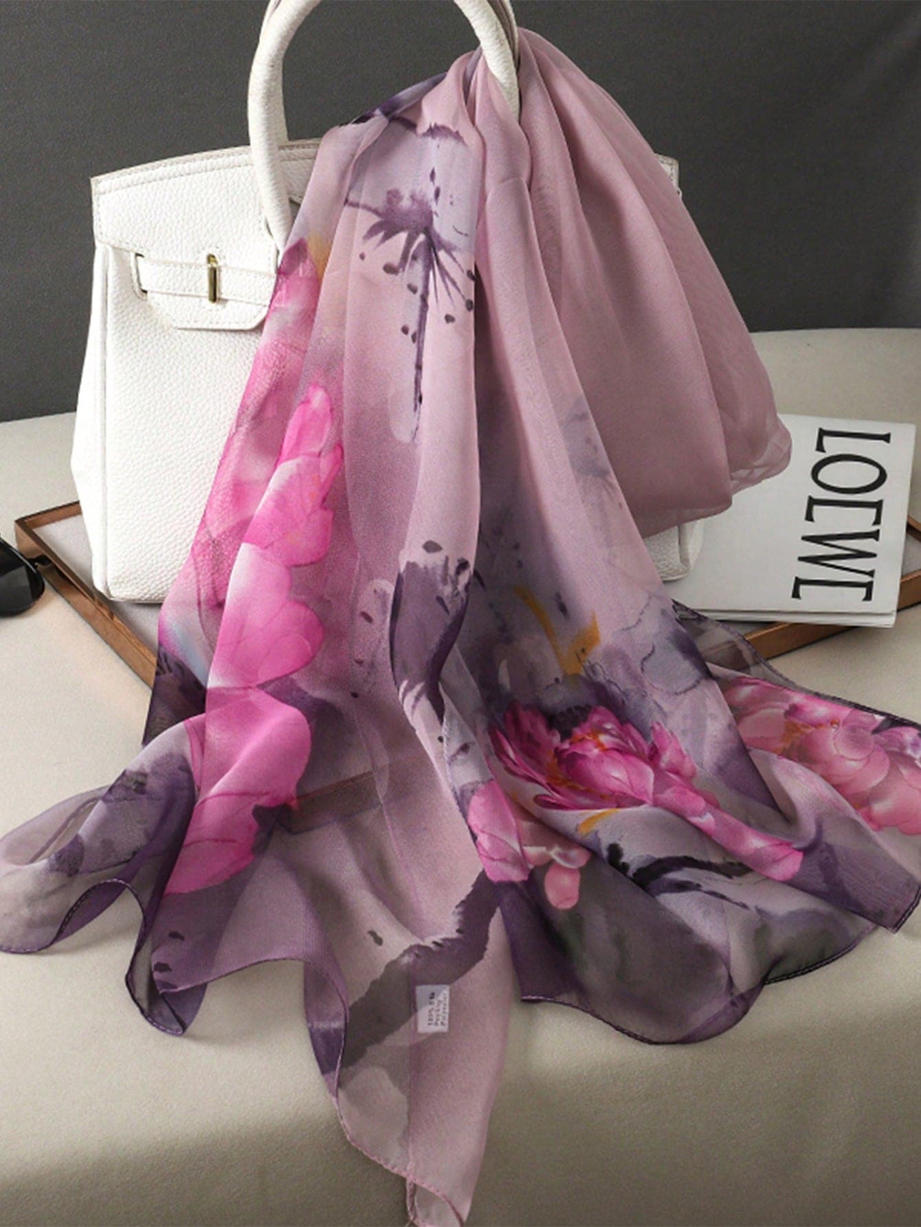 1pc Women's Vintage Floral Print Lightweight Scarf, Breathable And Sun-Protective, Suitable For Daily Wear