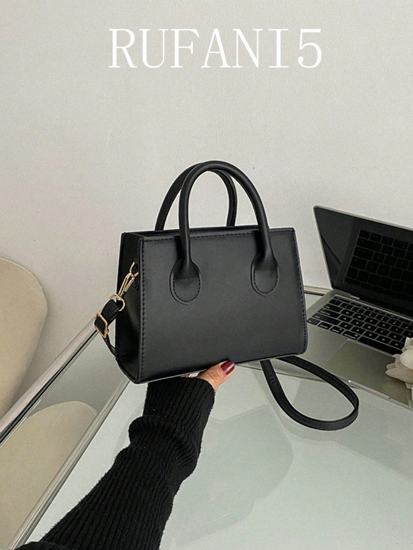 Minimalist Square Bag Minimalist Black Small Square Bag, All-Match Top Handle Purse, Classic Shoulder Bag For Work , Small Bags , Office