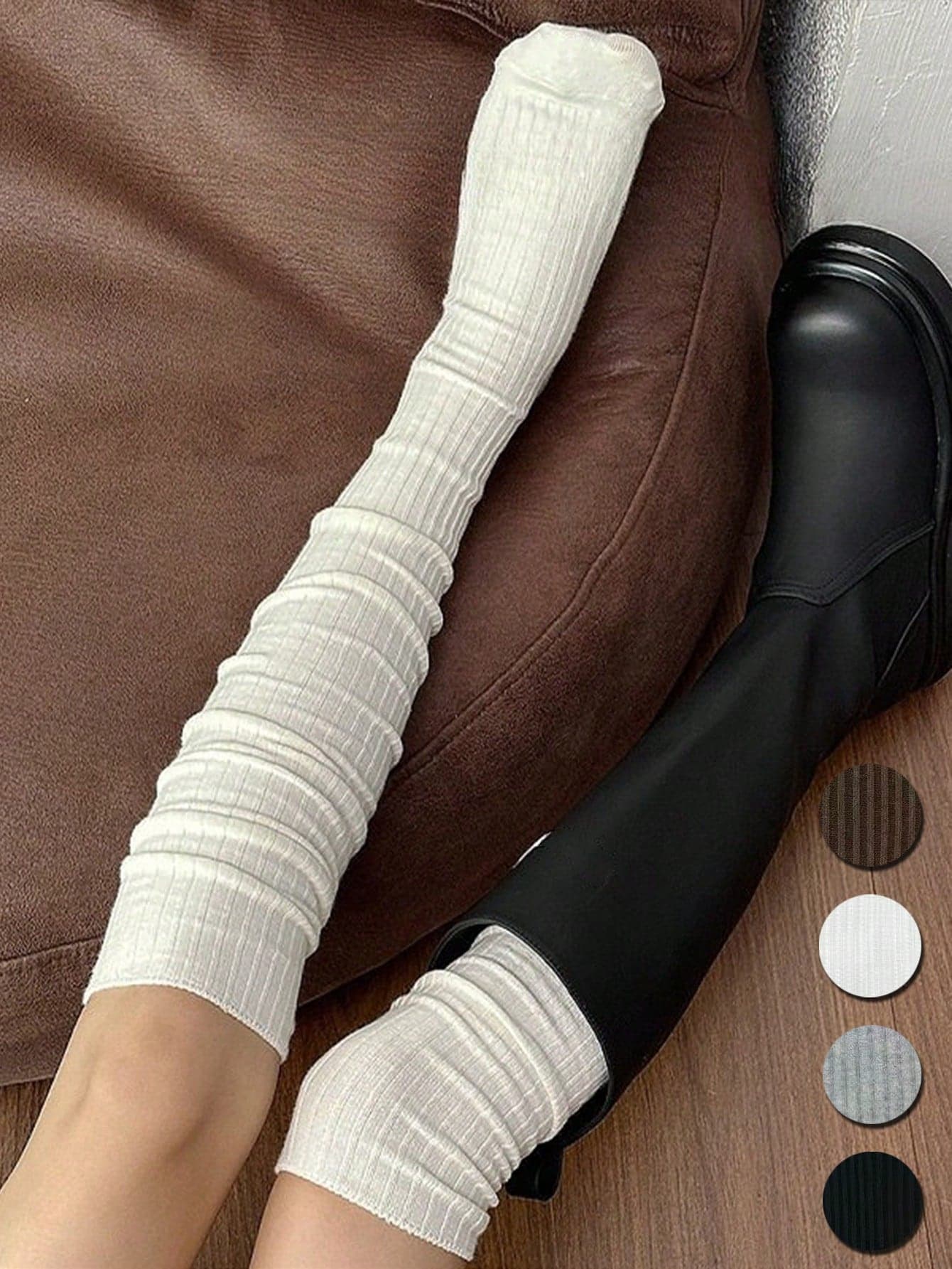 1 Pair Vertical Striped Thigh High Socks, Double Needle Knitted Long Stockings, Pair With Boots, Accentuate Leg Length, JK Style For Girls, Suitable For Daily Wear, Y2K Fashion, Comfortable And Warm